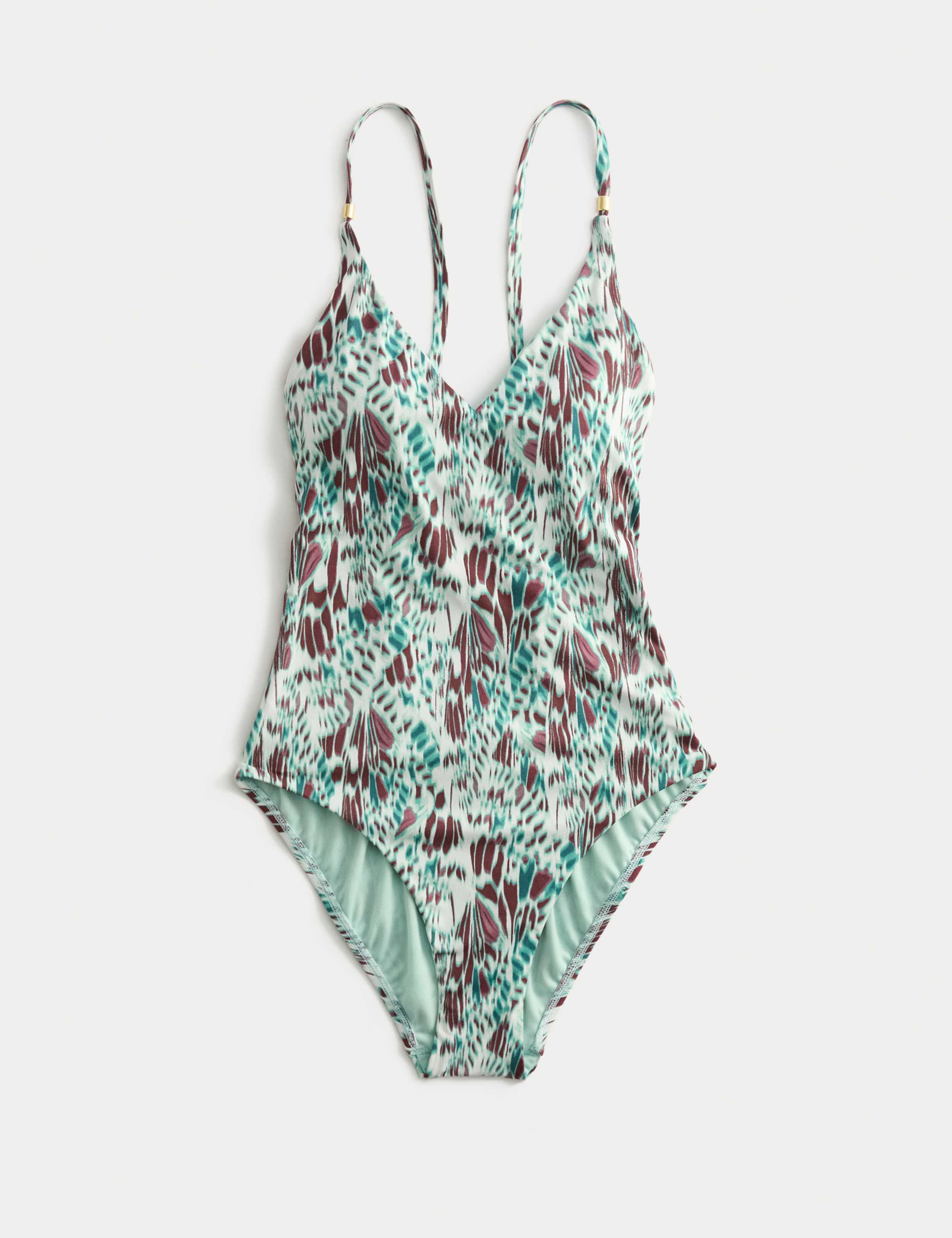 Printed Trim Detail V-Neck Plunge Swimsuit 2 of 6