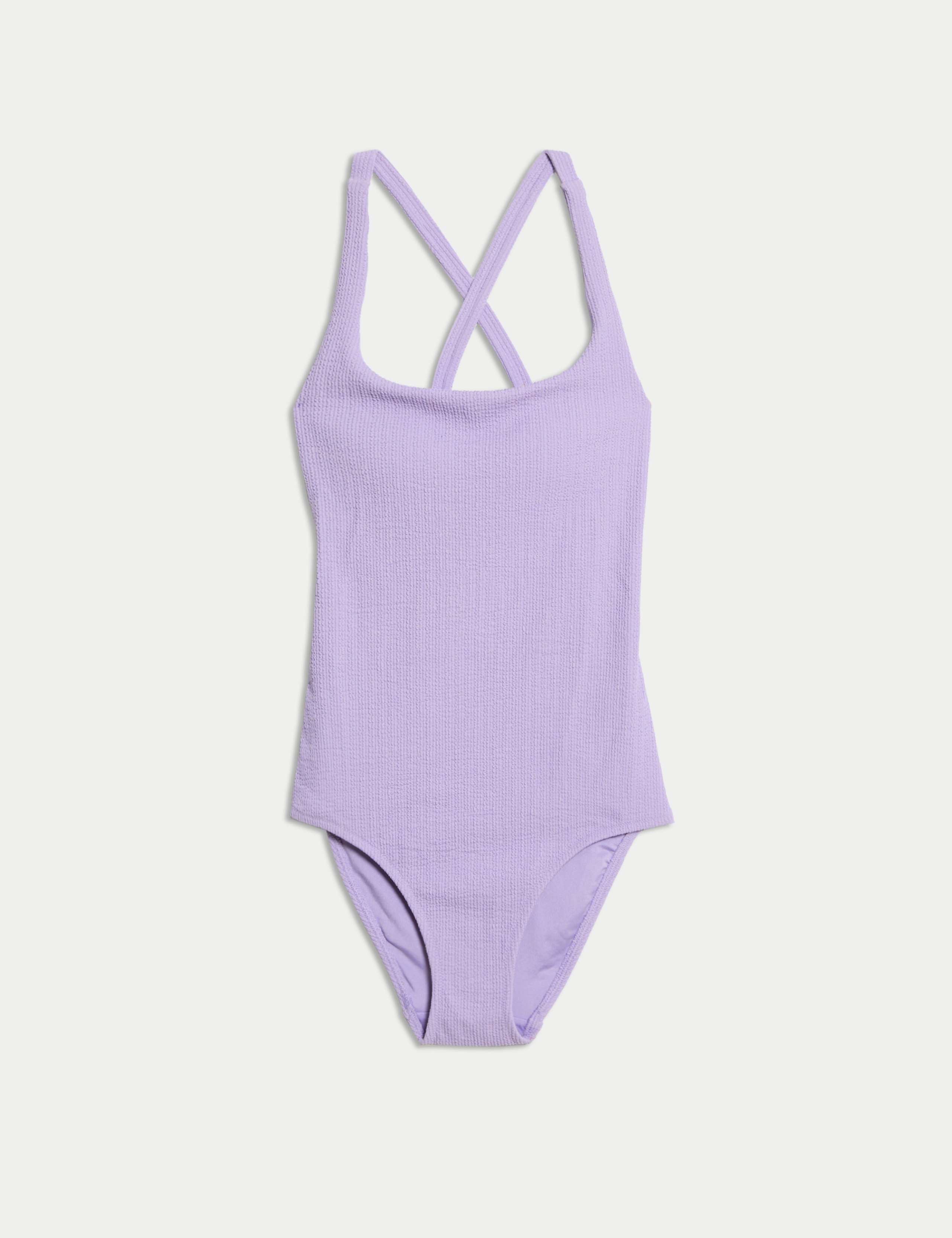Textured Scoop Neck Cross Back Swimsuit 2 of 5