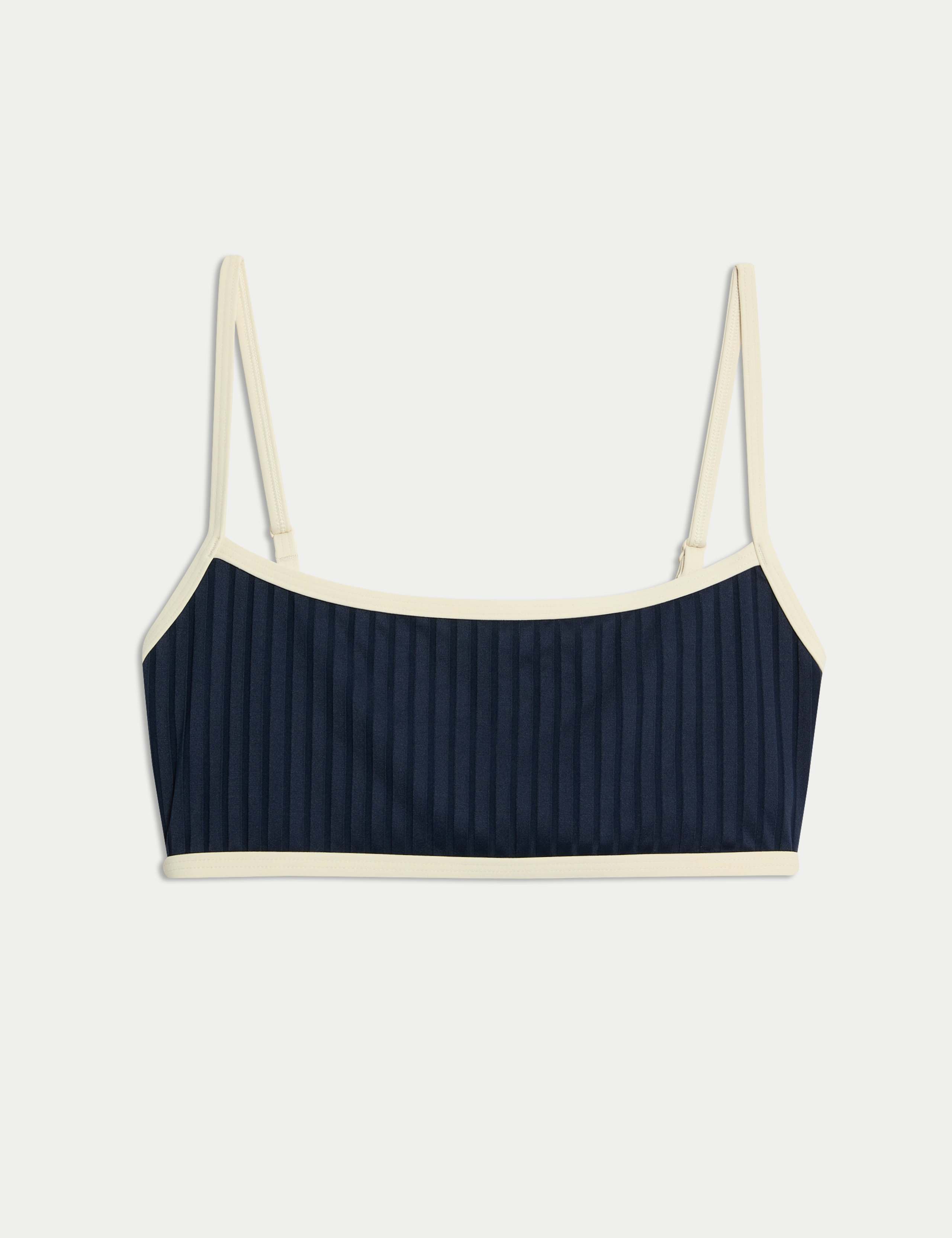 Ribbed Contrast Tipping Scoop Neck Bikini Top 2 of 5
