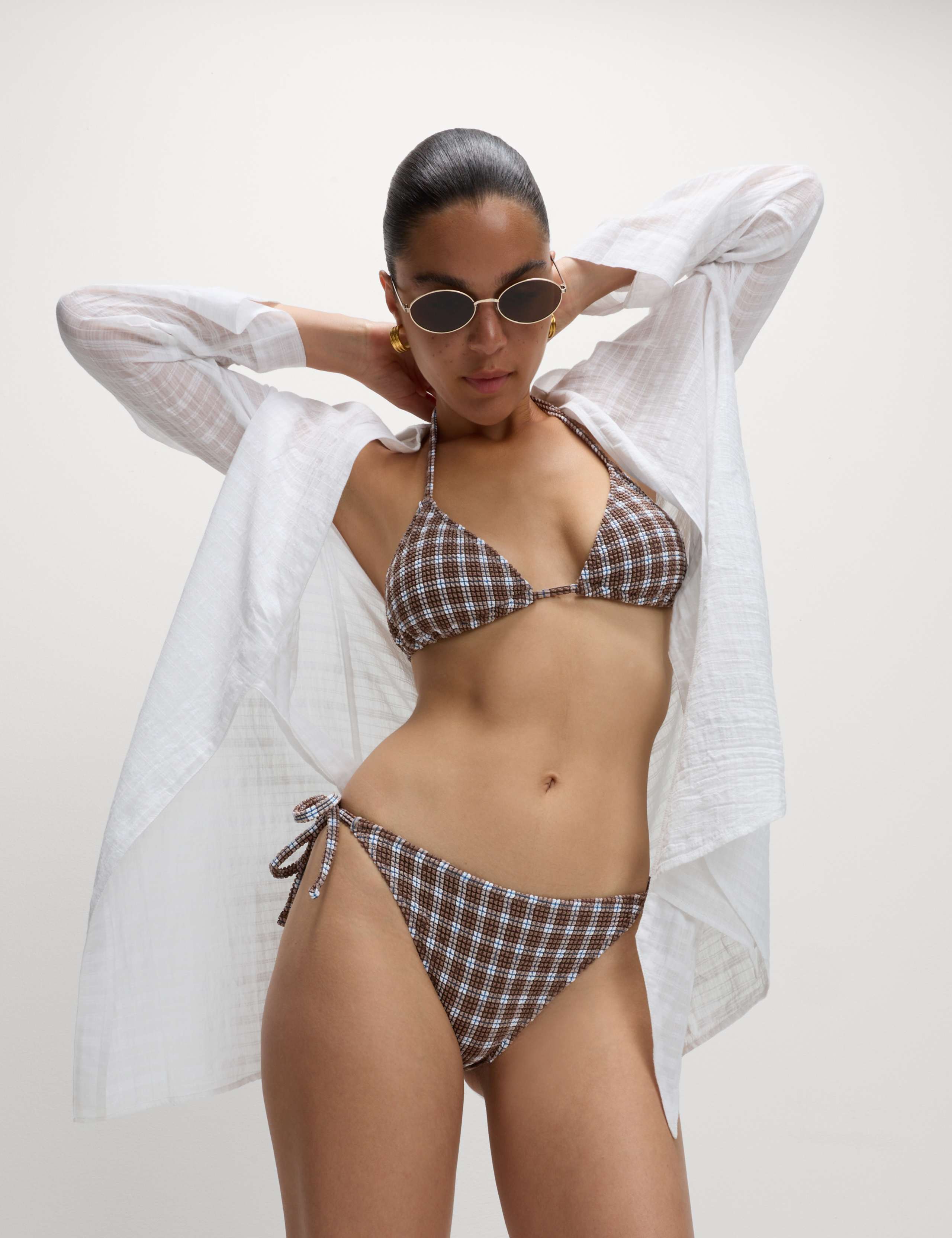 Textured Checked Triangle Bikini Top 6 of 6