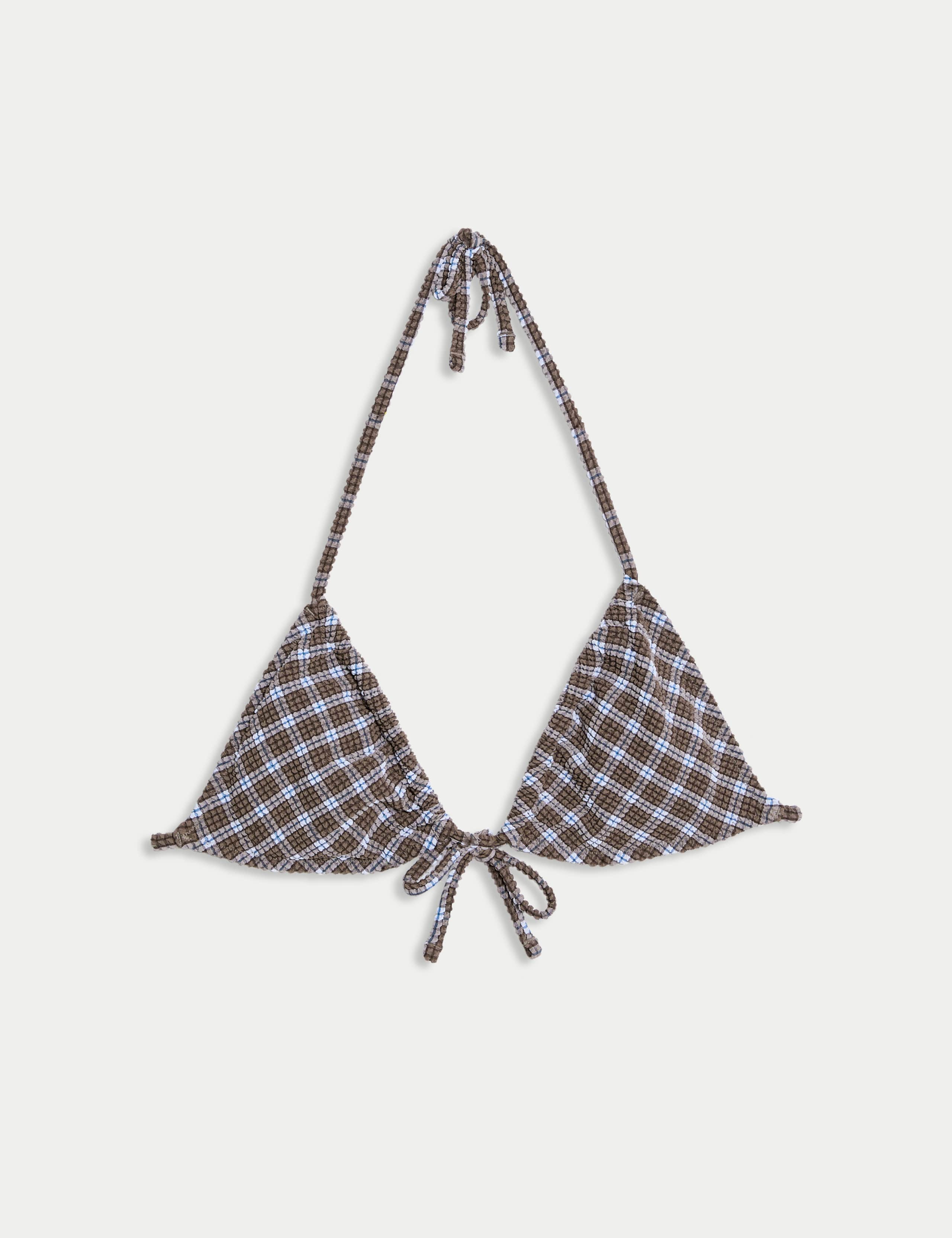 Textured Checked Triangle Bikini Top 2 of 6