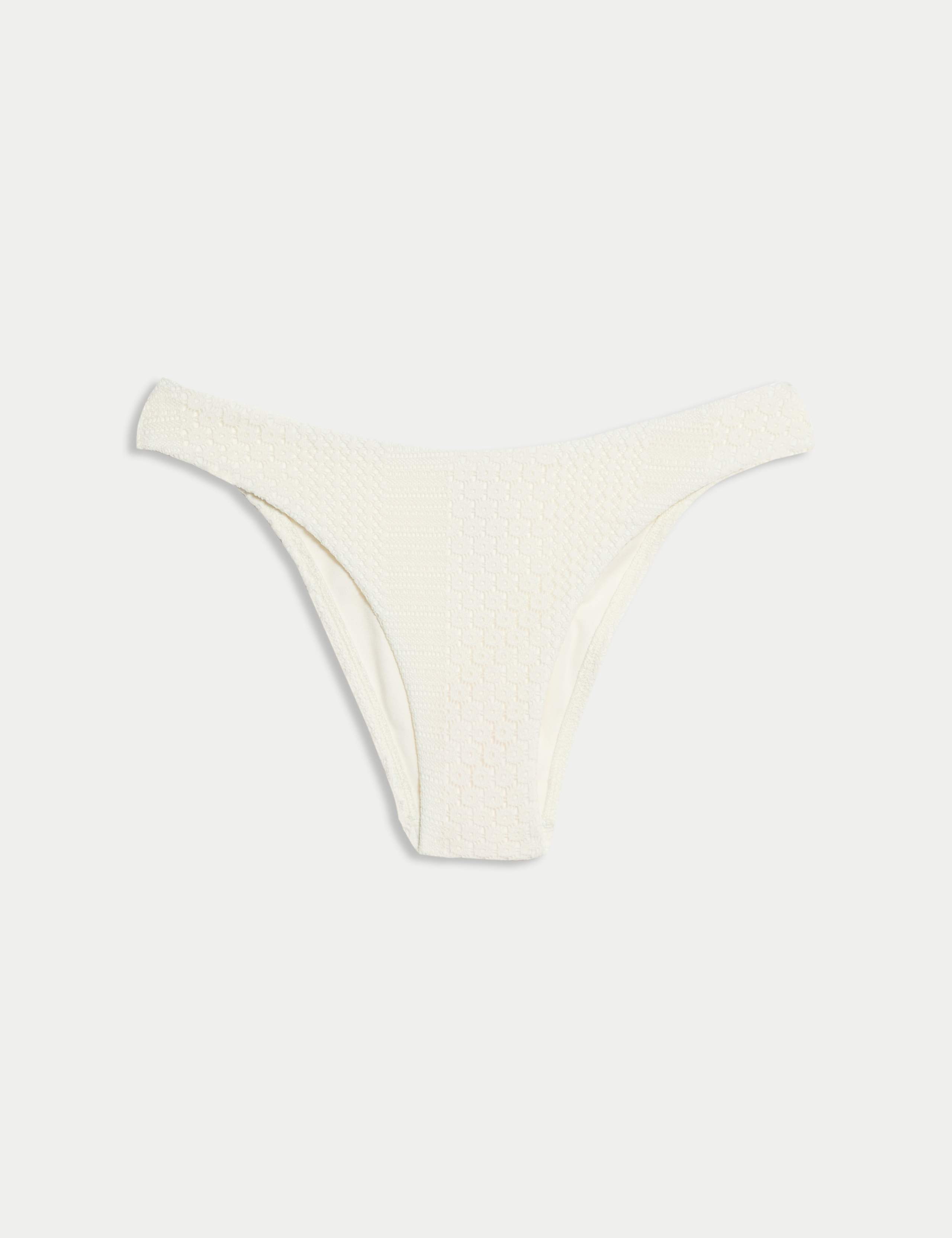 Lace Textured High Leg Bikini Bottoms 2 of 5