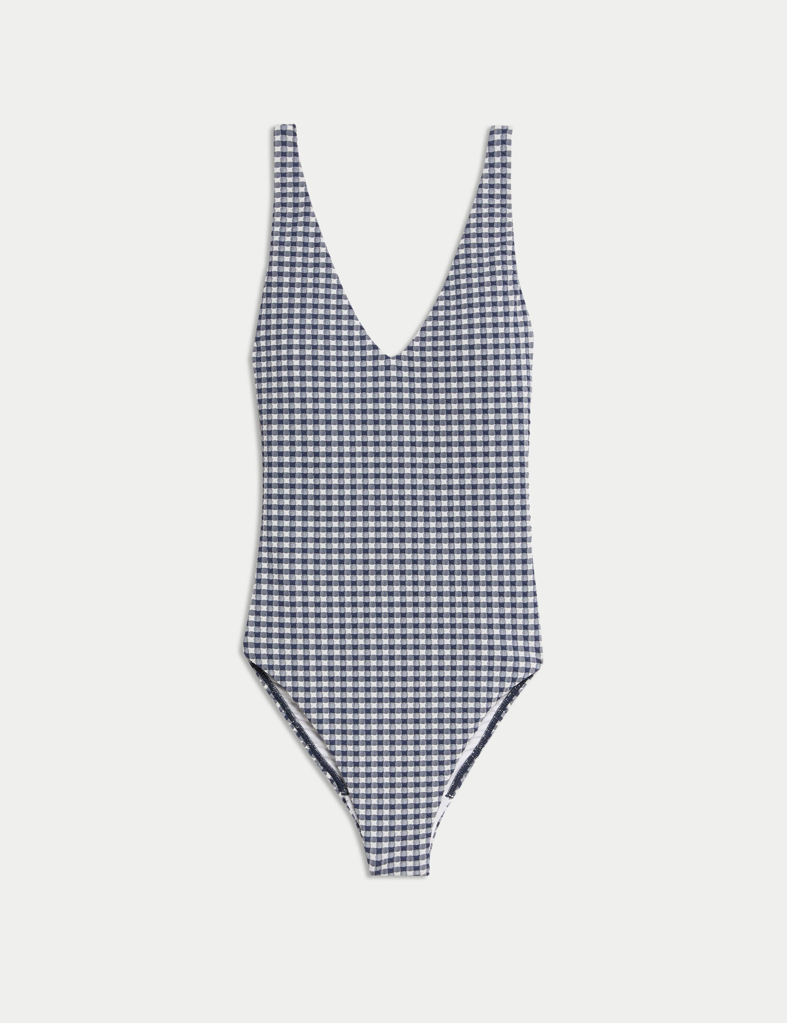 Gingham Textured Tie Back Plunge Swimsuit 2 of 6