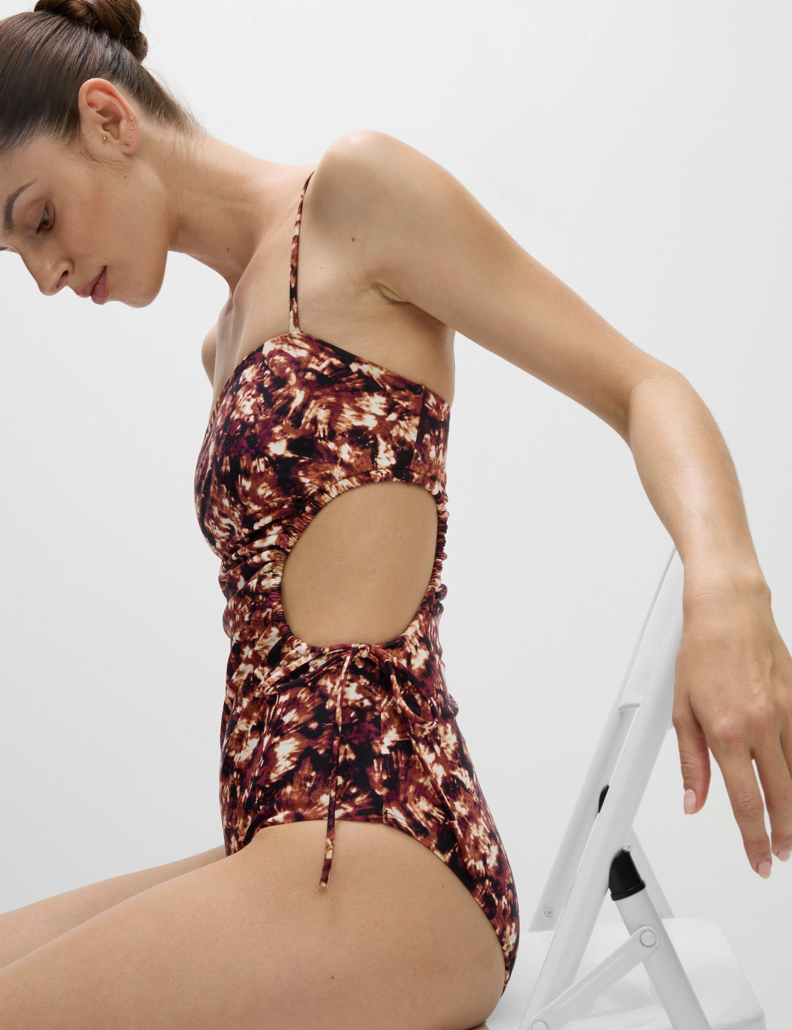 Printed Cut Out Drawstring Swimsuit 7 of 7