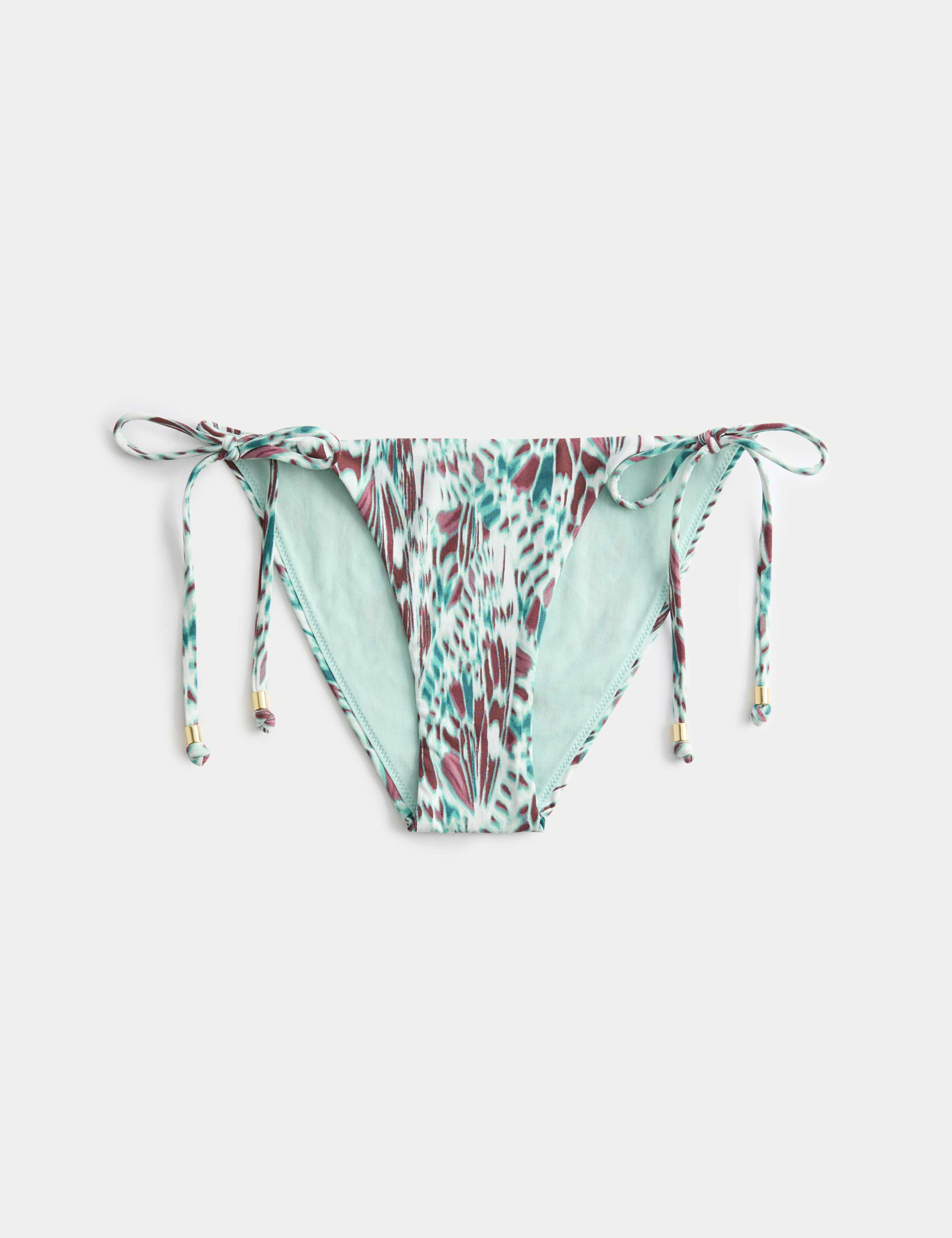 Printed Tie Side High Leg Bikini Bottoms 2 of 5