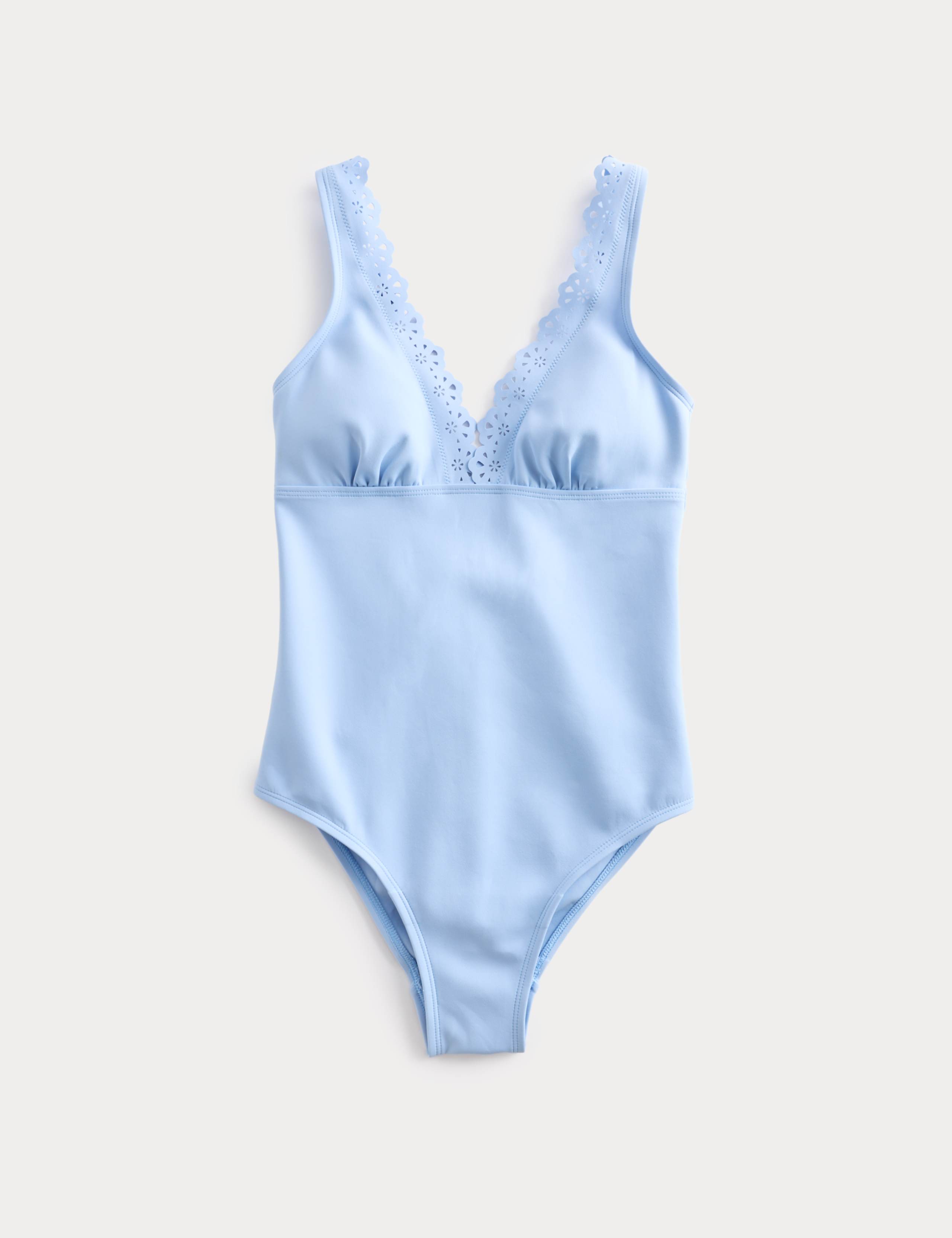Sculpt Broderie Trim Plunge Swimsuit 2 of 5
