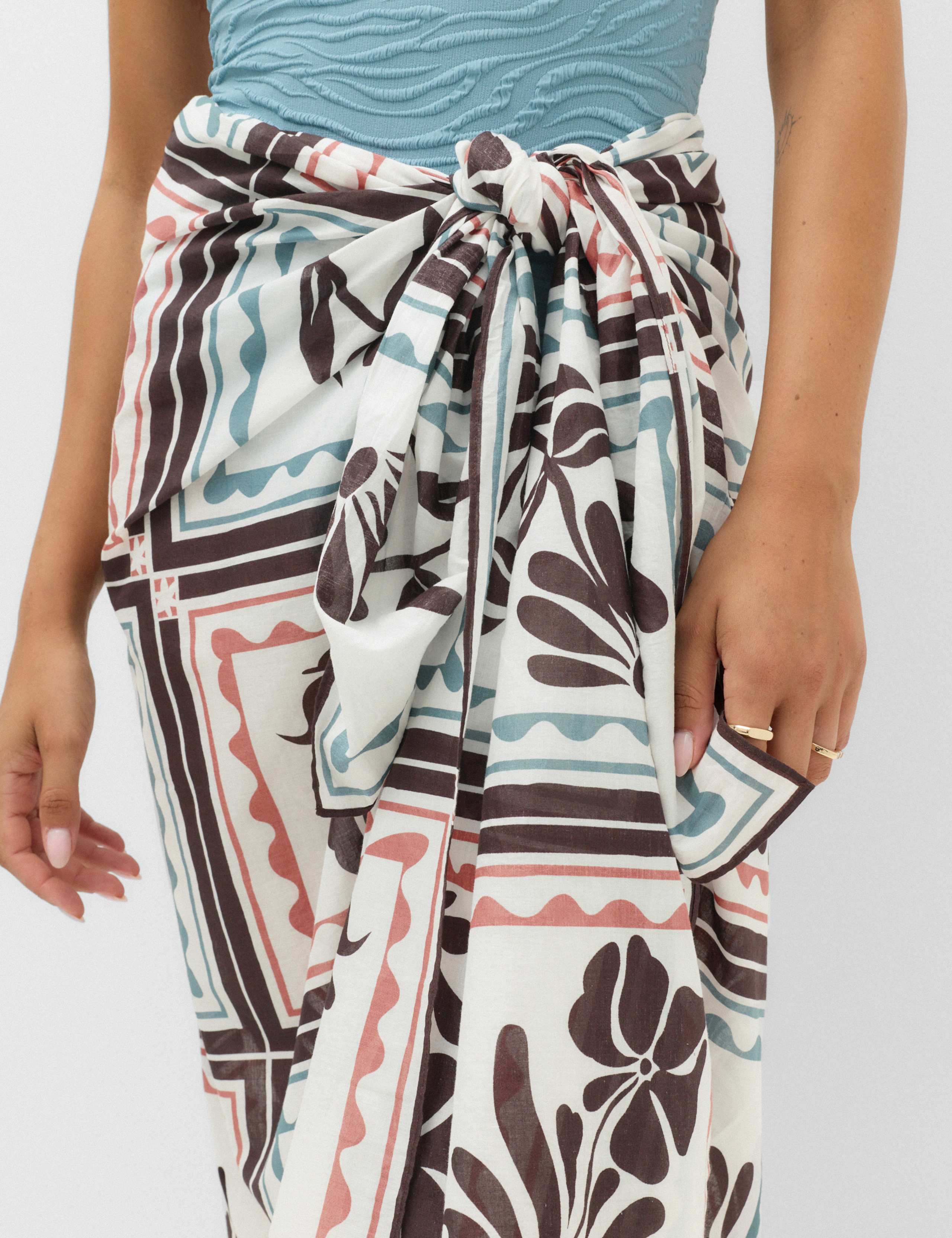 Pure Cotton Floral Beach Cover Up Sarong 5 of 5