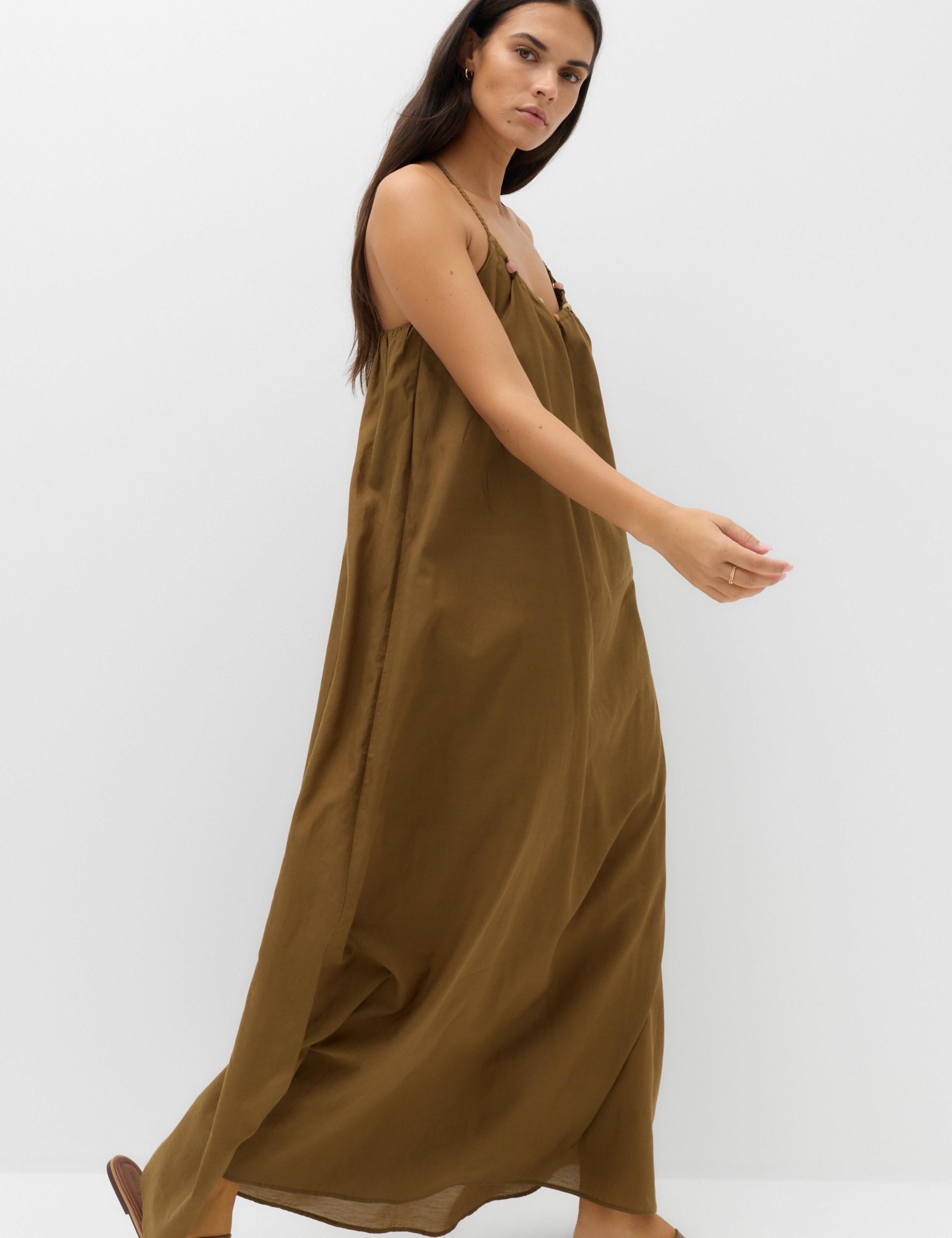 Pure Cotton Beaded Strappy Beach Dress 1 of 6