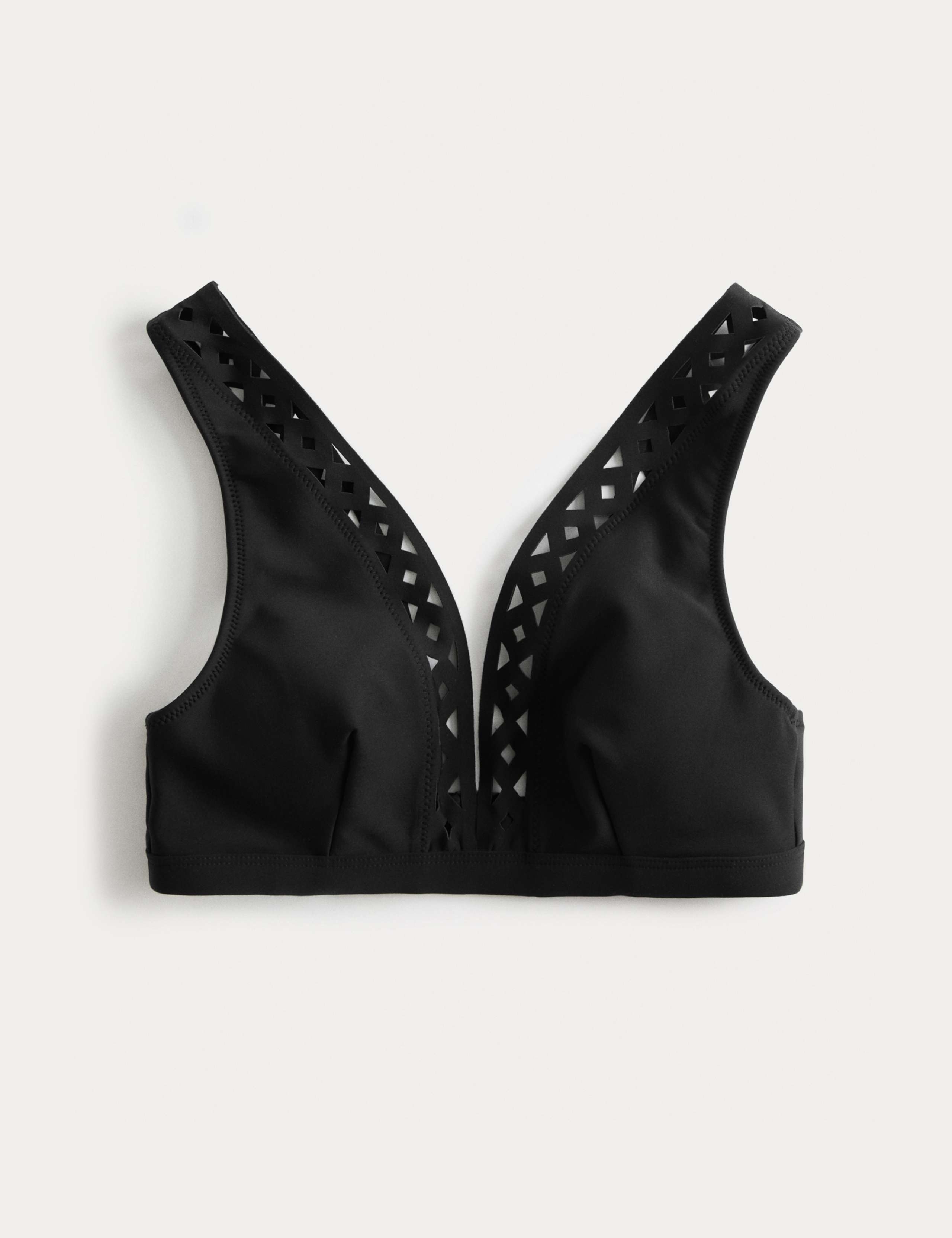 Neoprene Padded Cut Out Trim Sculpt Plunge Bikini Top 2 of 5