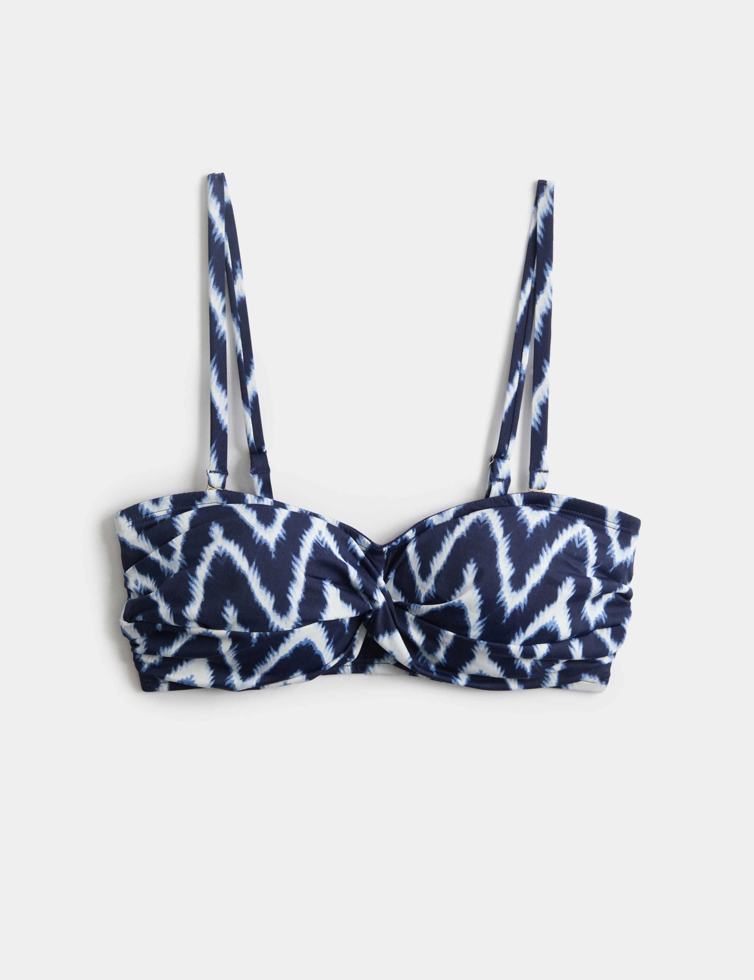 Printed Padded Twist Front Bandeau Bikini Top 2 of 5