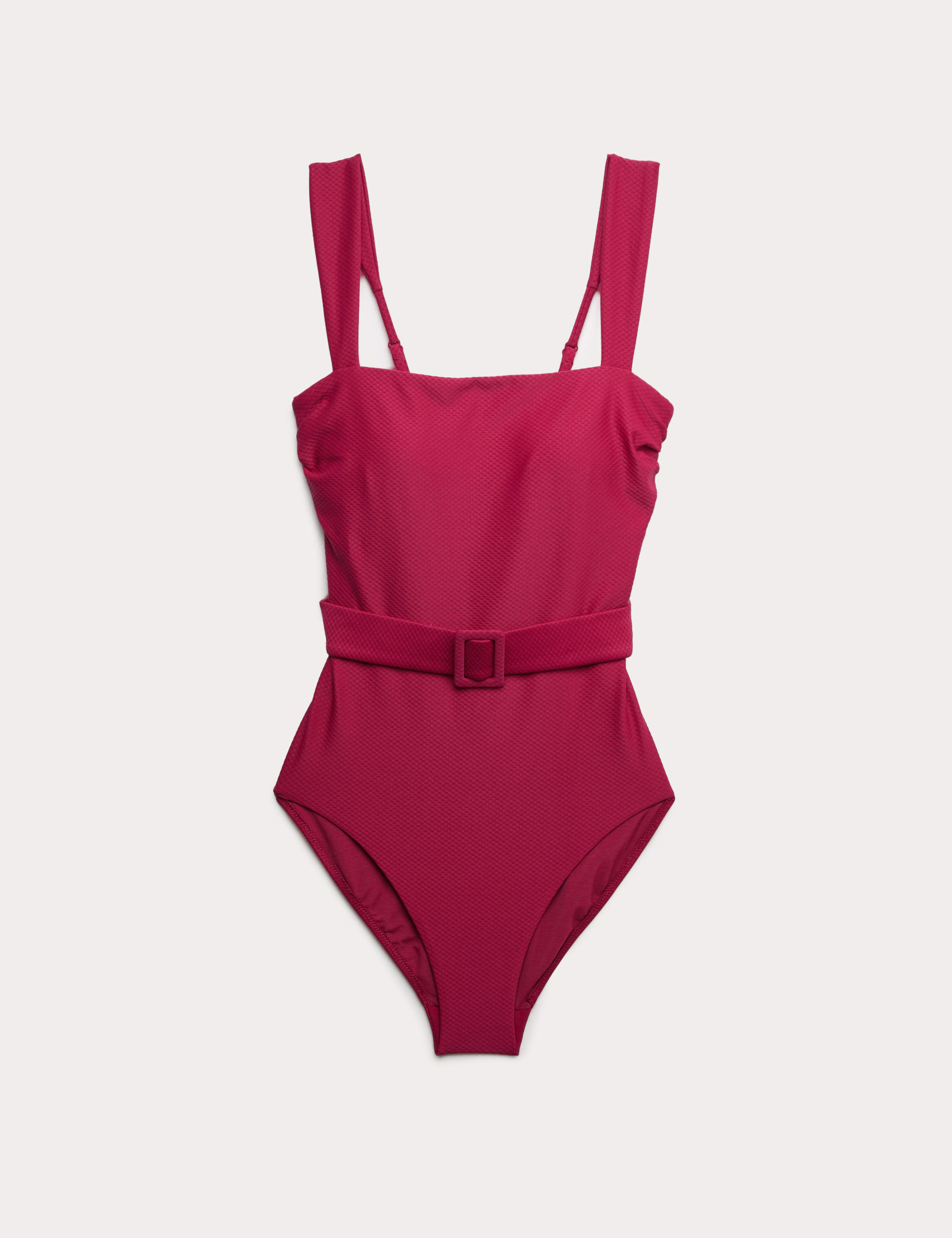 Tummy Control Honey Comb Textured Belted Swimsuit 2 of 5