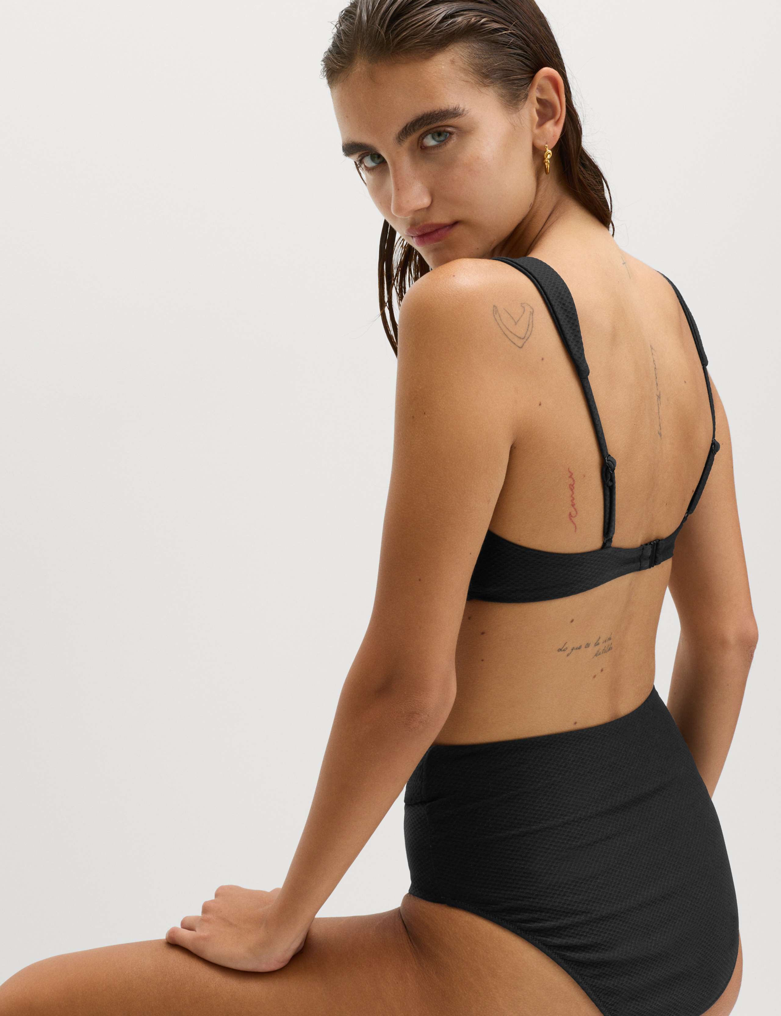 Textured Honey Comb High Waist Bikini Bottoms 3 of 5