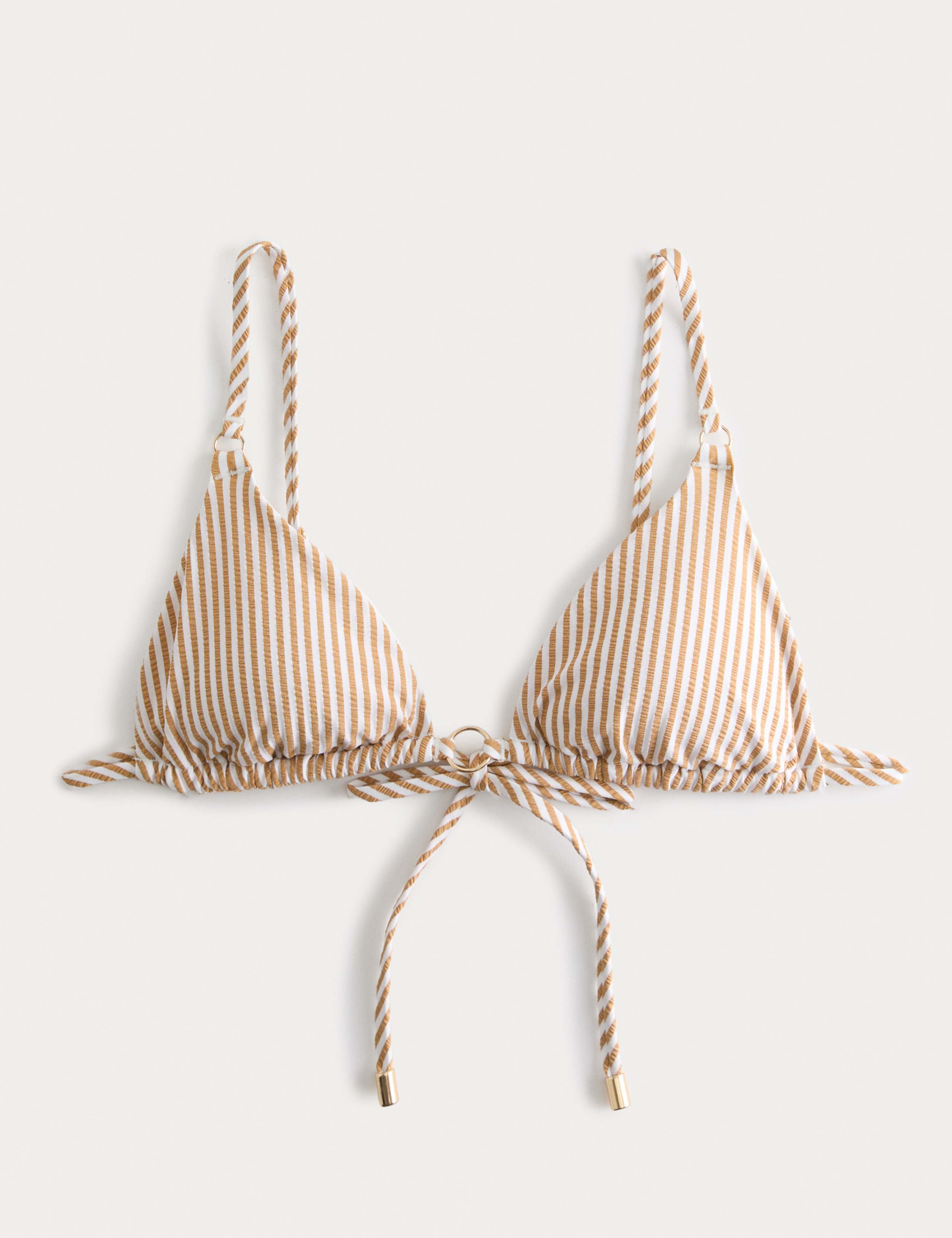 Striped Textured Triangle Padded Bikini Top 2 of 5