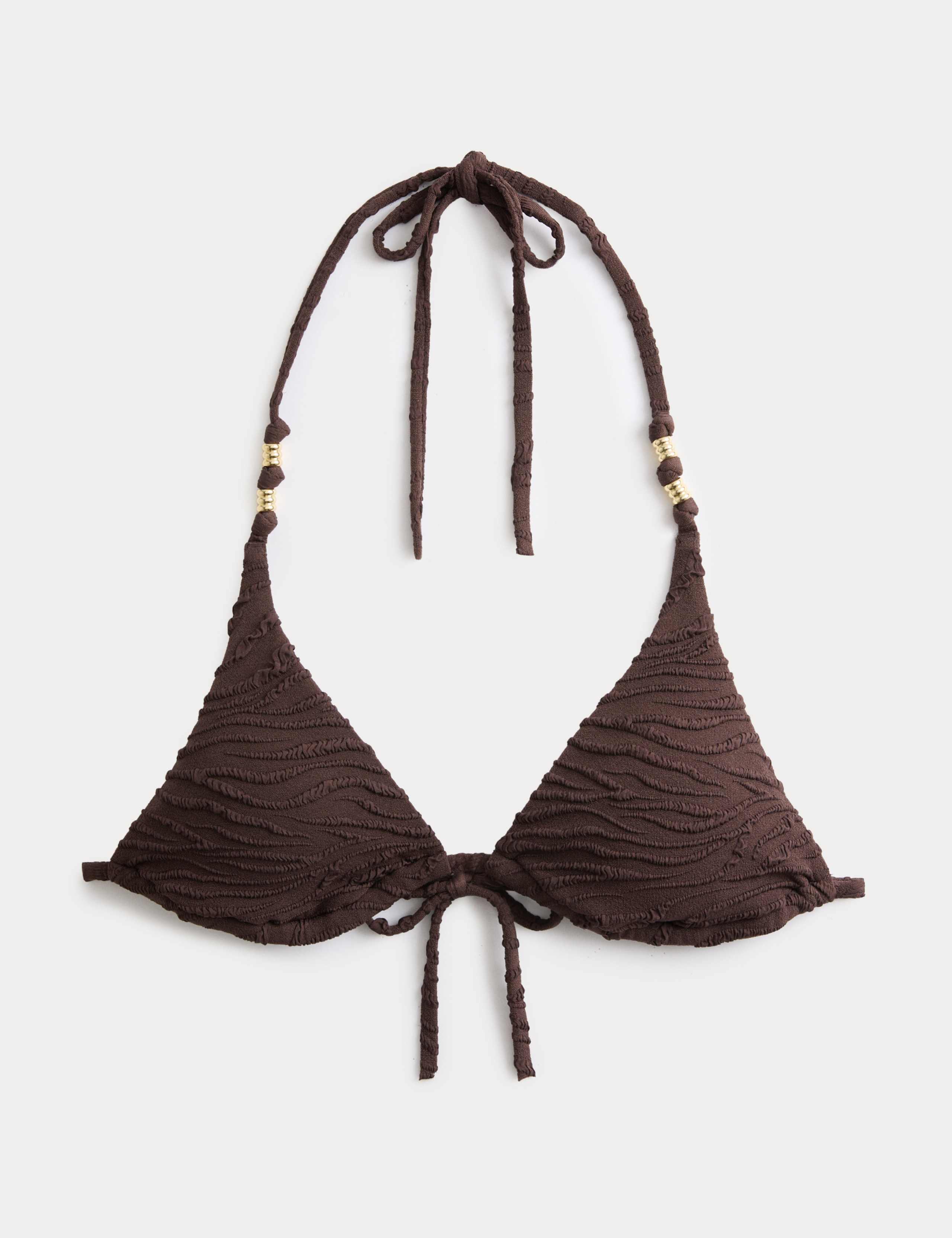 Animal Print Textured Triangle Bikini Top 2 of 4