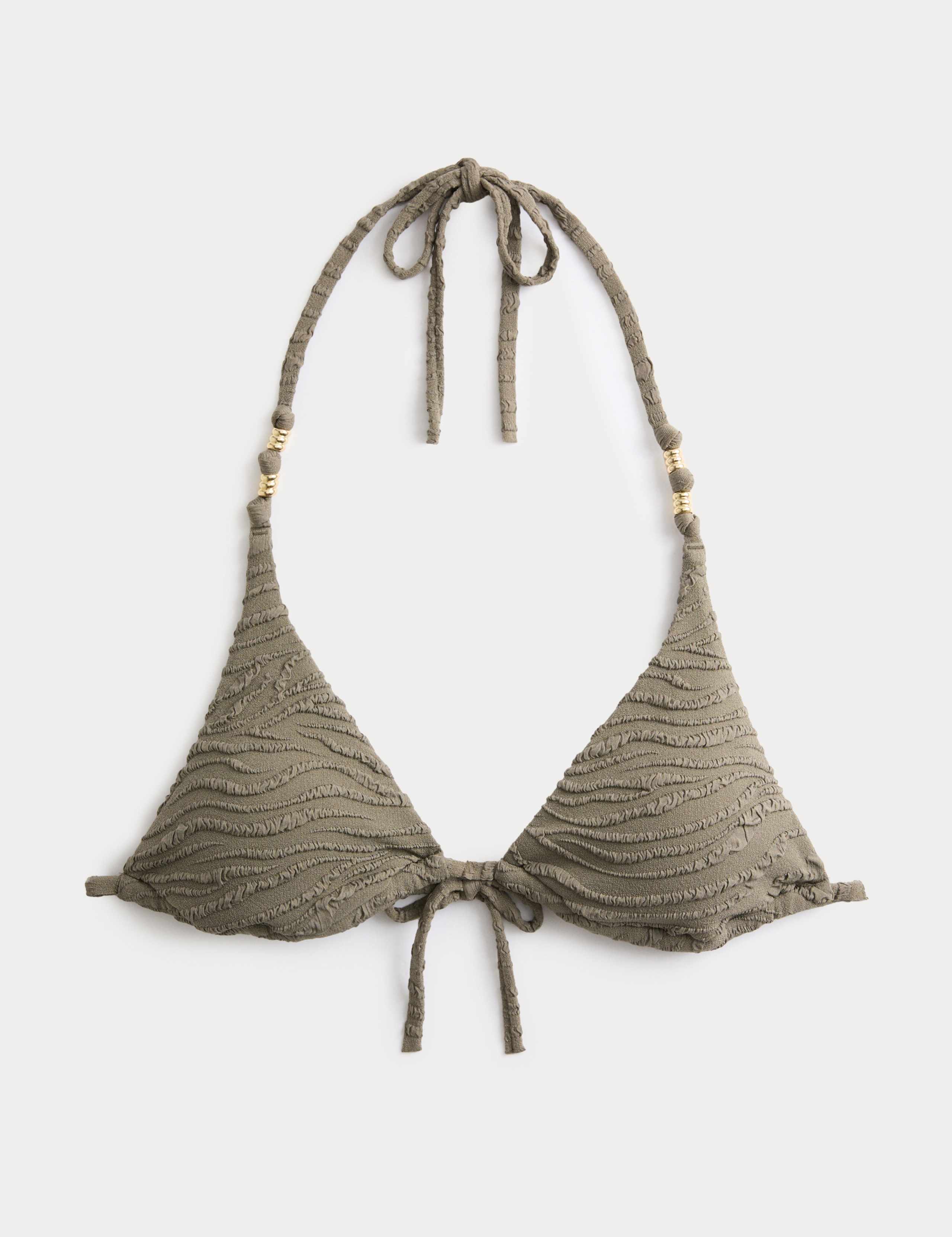 Animal Print Textured Triangle Bikini Top 2 of 5