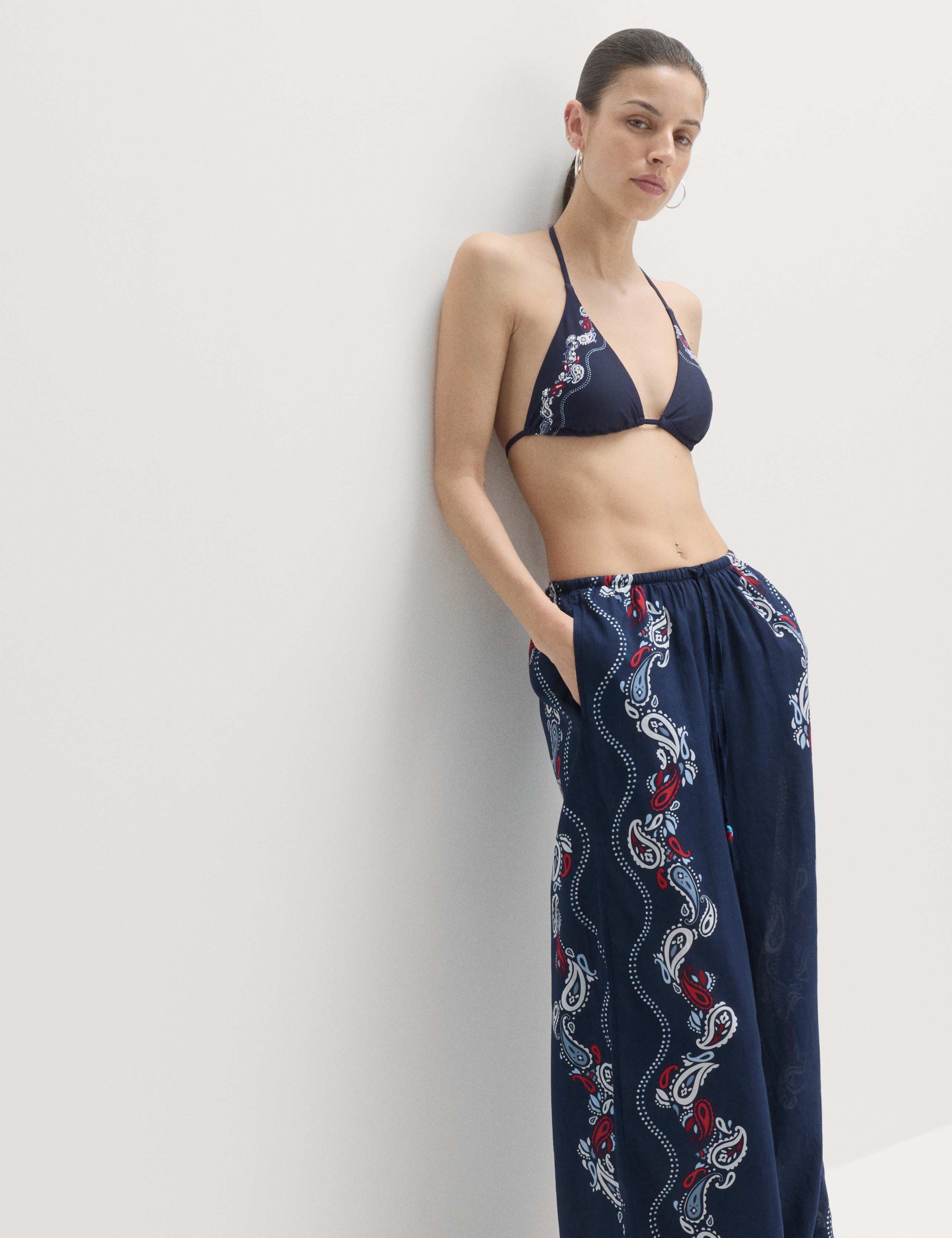 Embellished Placement Print Triangle Bikini Top 3 of 5