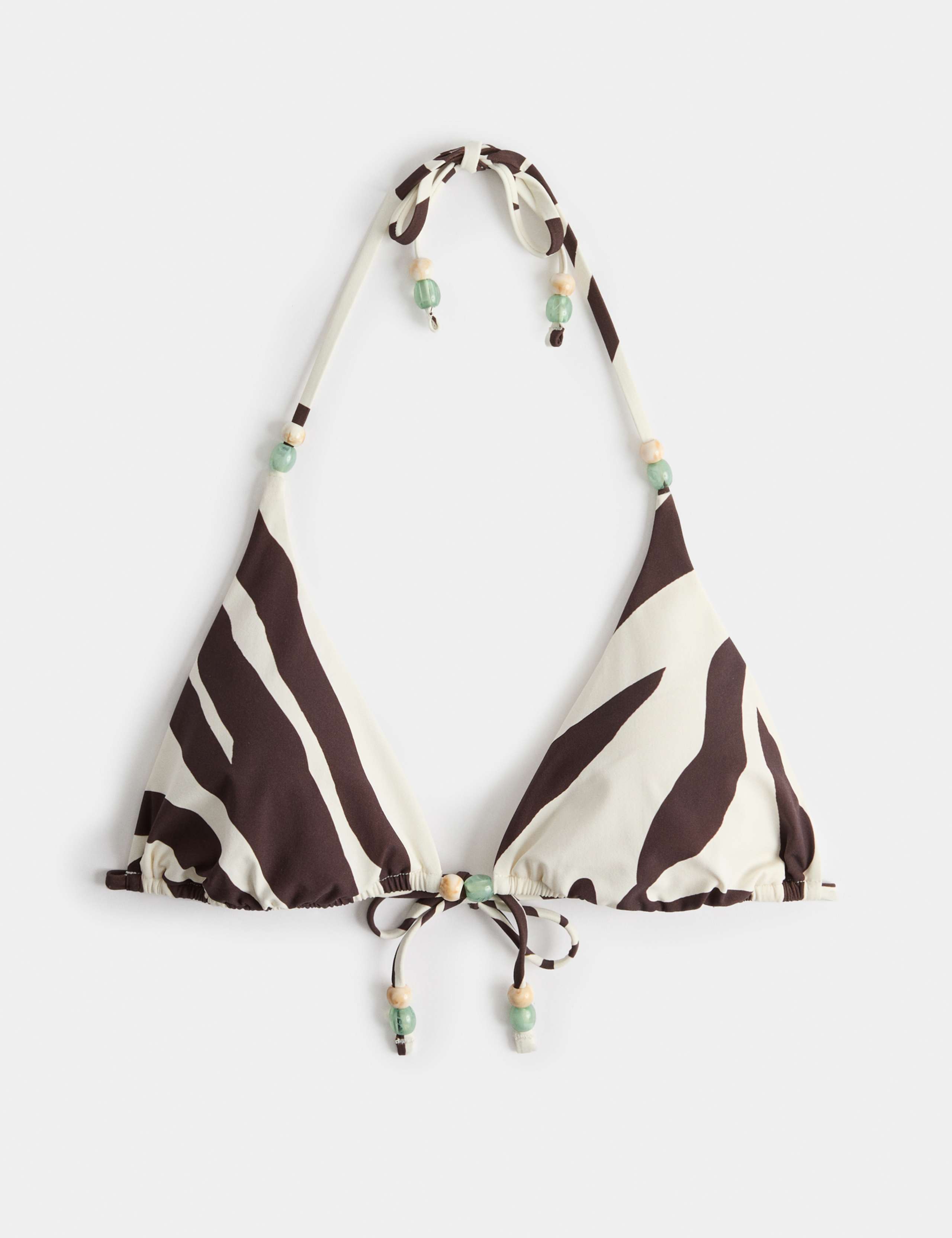 Animal Print Padded Trim Detail Triangle Bikini Top 2 of 6