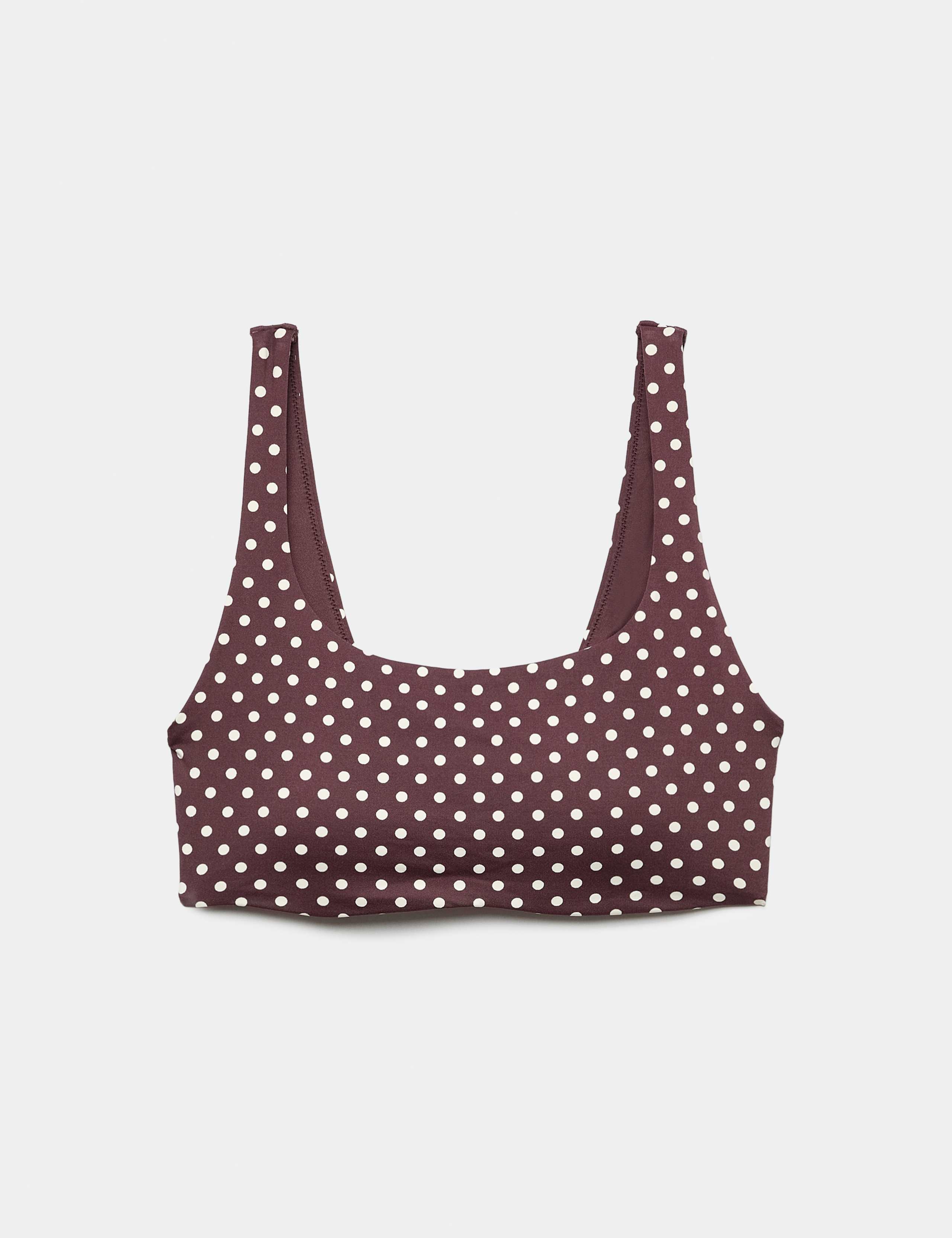 Printed Cropped Scoop Neck Bikini Top 2 of 6