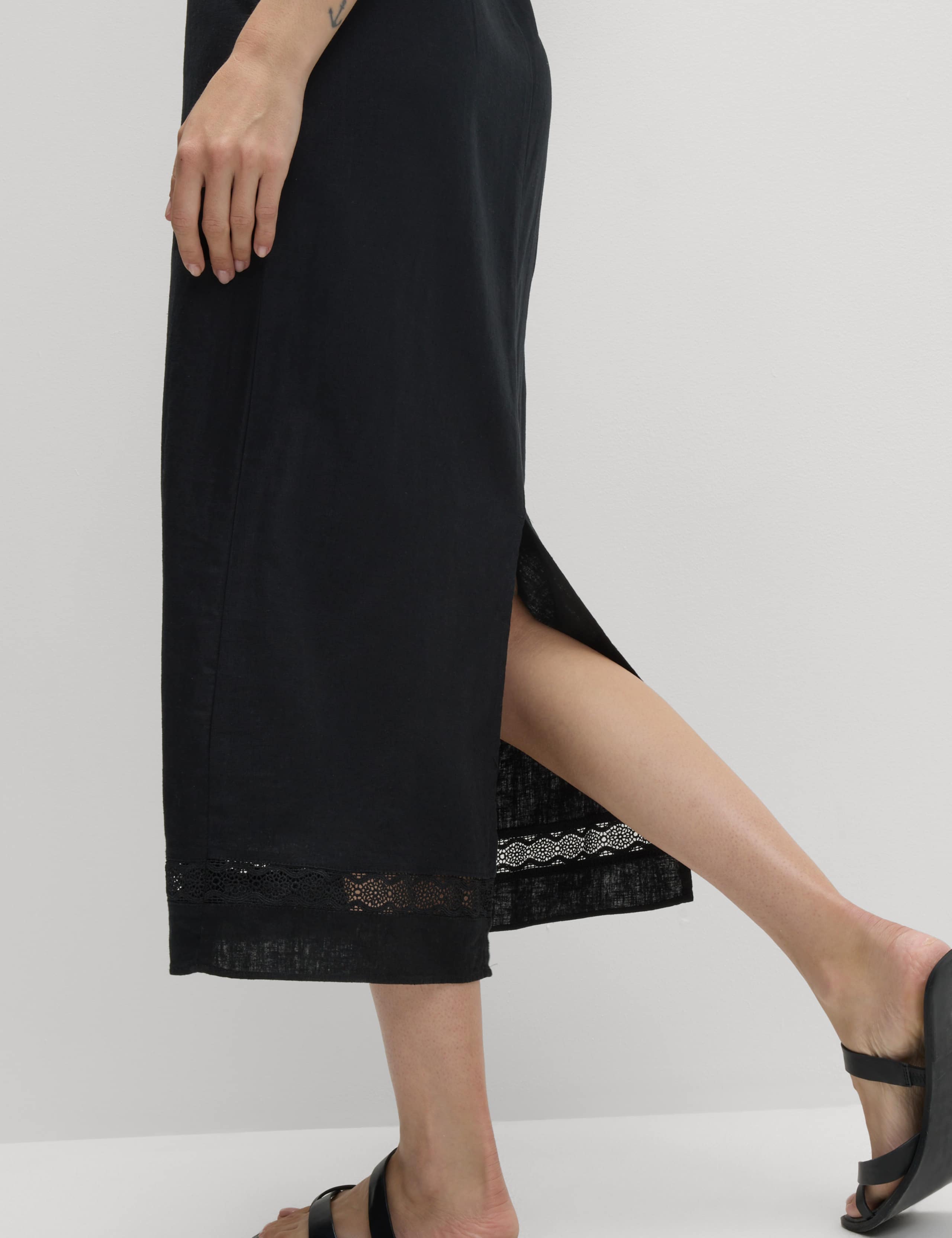 Linen Rich Square Neck Midi Shift Dress 6 of 6