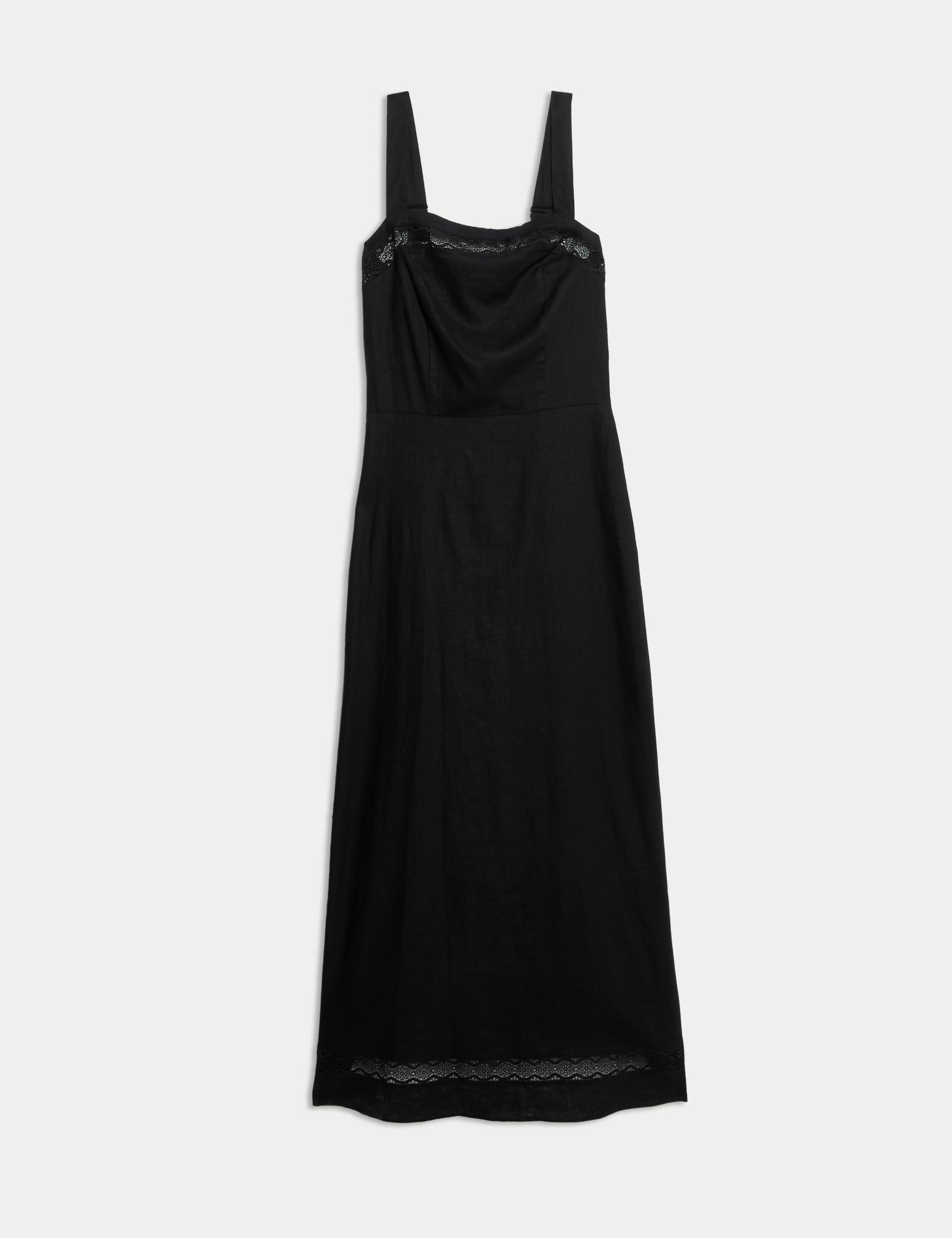 Linen Rich Square Neck Midi Shift Dress 2 of 6