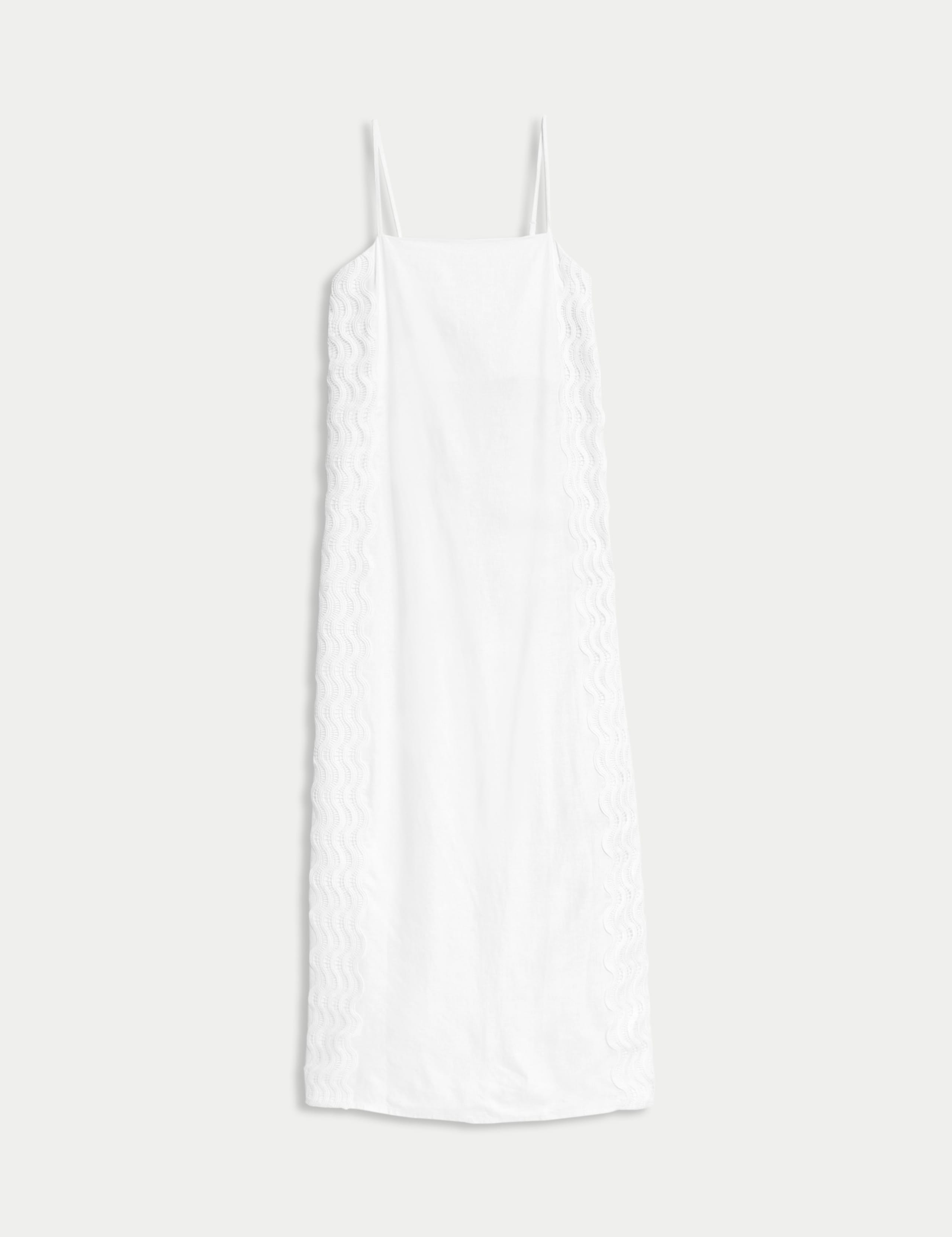 Linen Rich Square Neck Strappy Midi Shift Dress 2 of 5