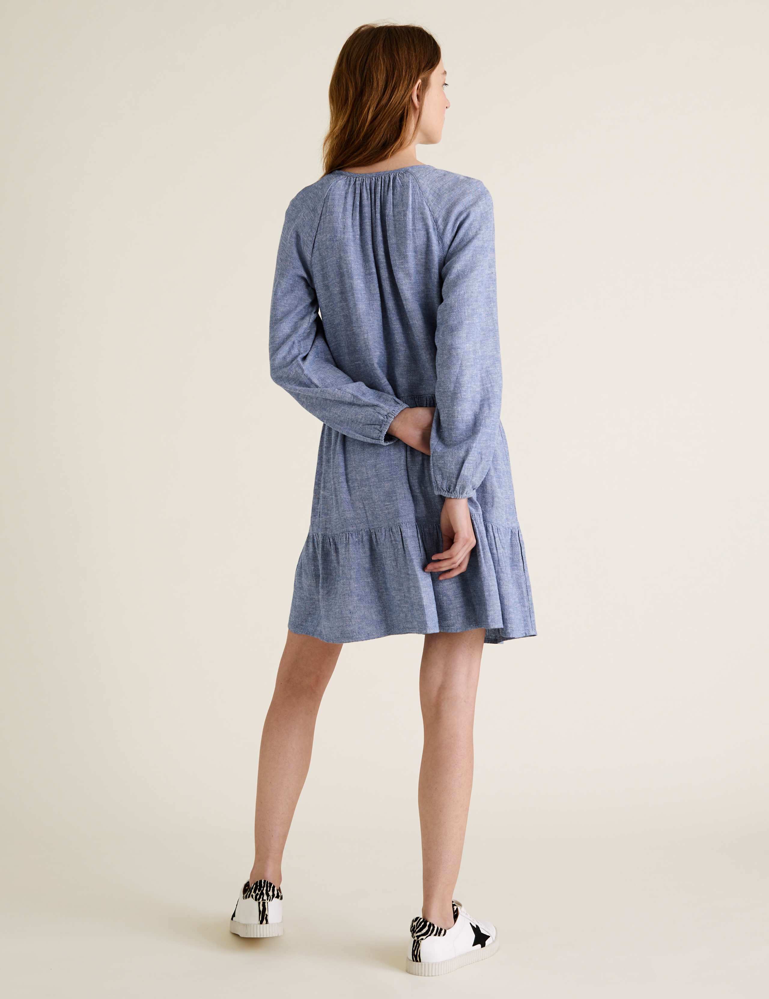 Linen V-Neck Mini Relaxed Dress 5 of 5