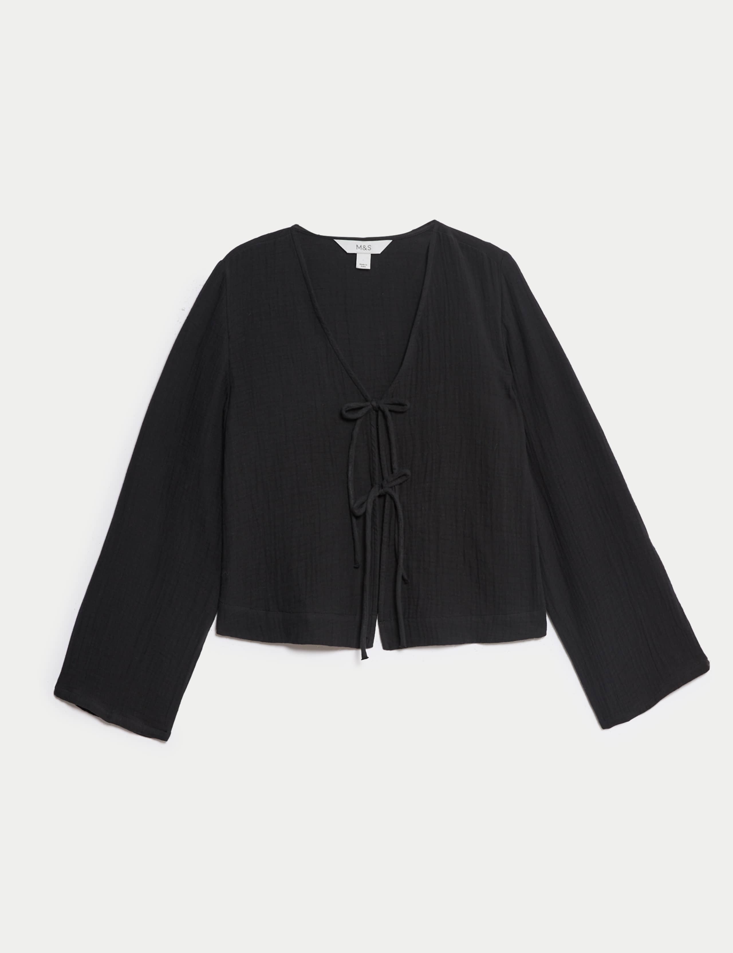 Pure Cotton V-Neck Tie Front Beach Top 2 of 6
