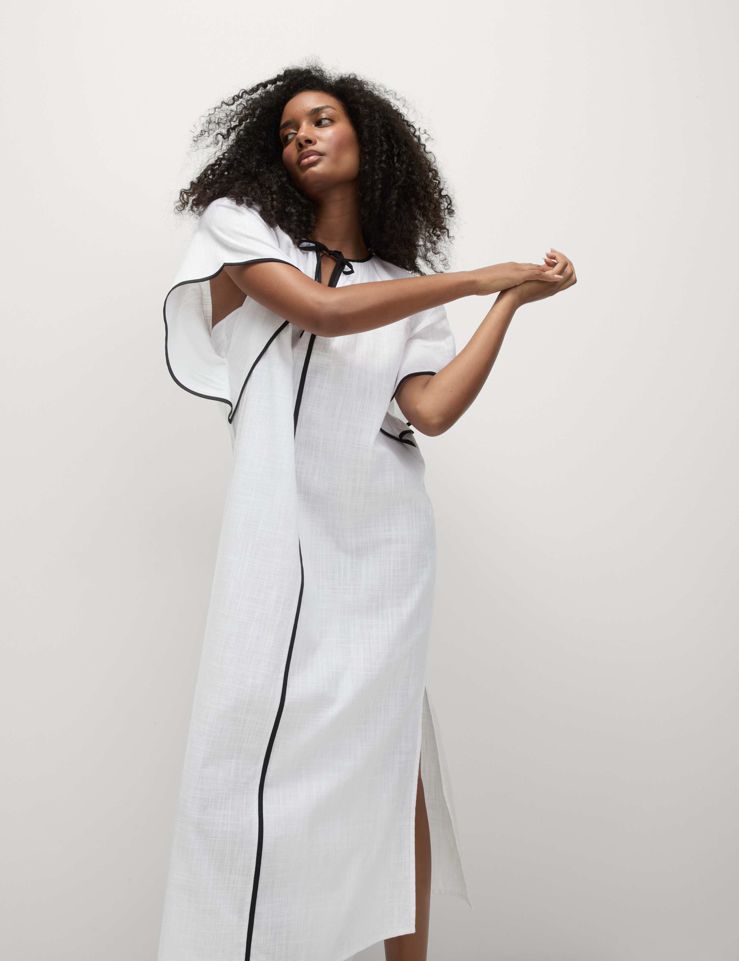 Pure Cotton V-Neck Kaftan Beach Dress 1 of 4