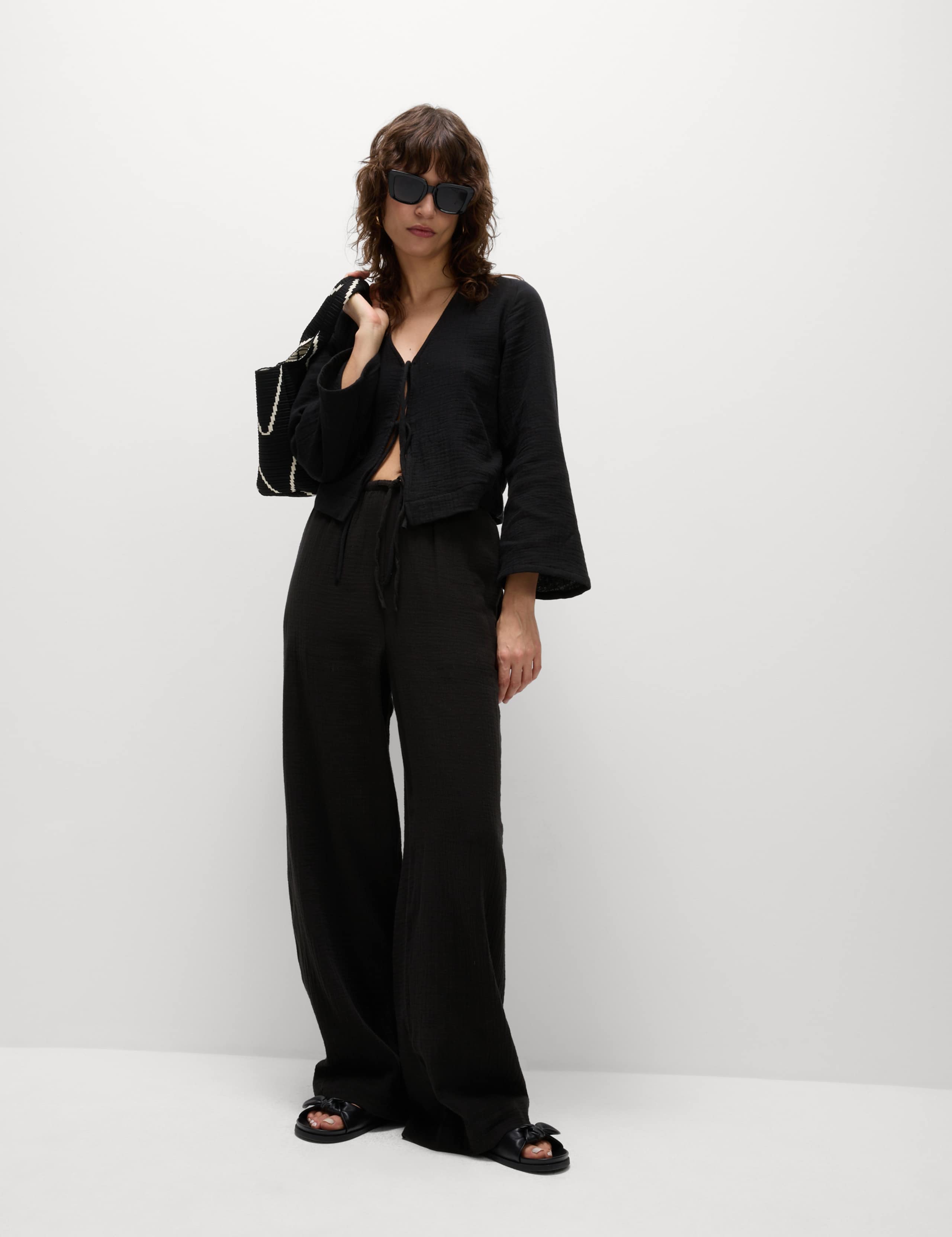 Pure Cotton Drawstring Trousers 1 of 6