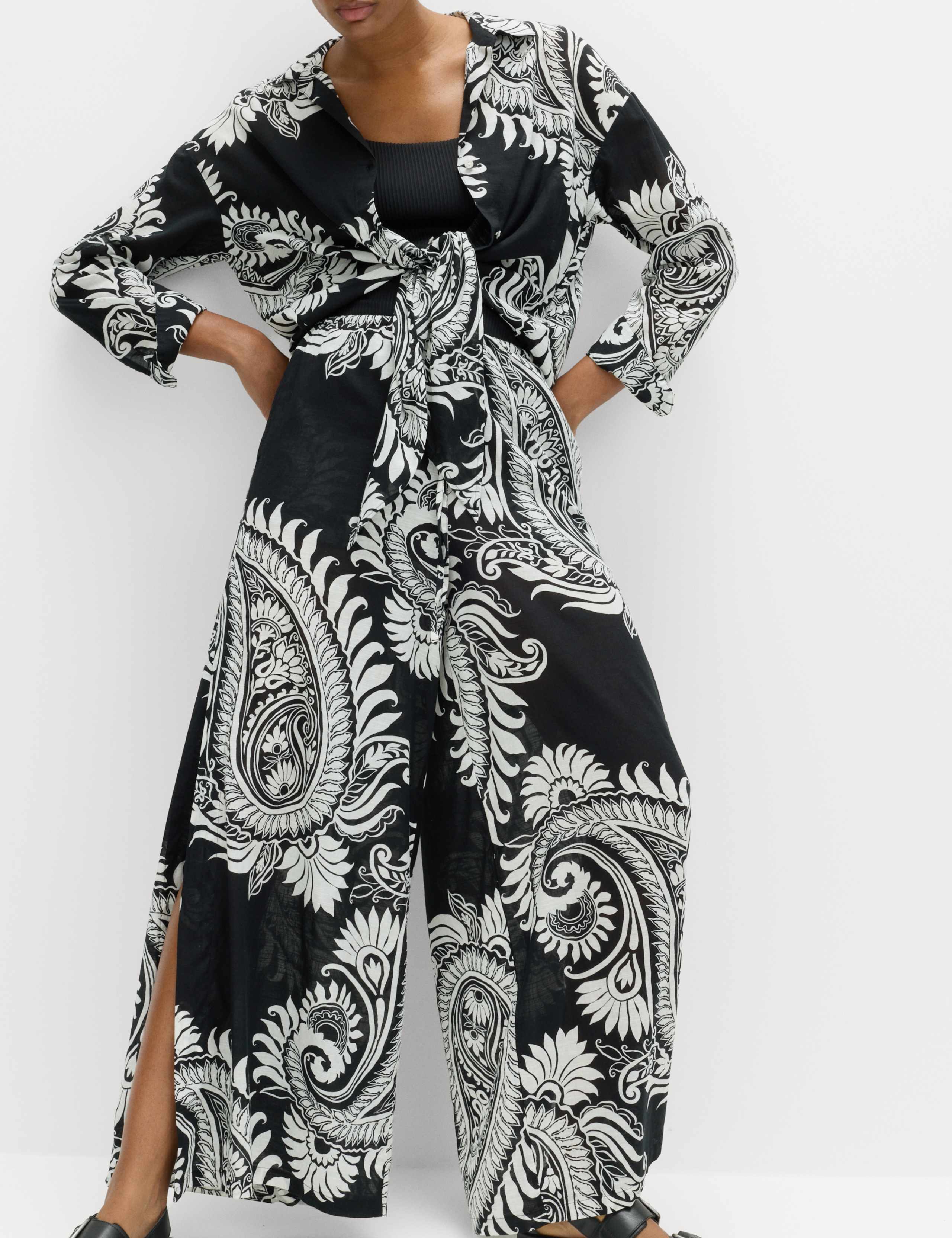 Pure Cotton Floral Elasticated Waist Wide Leg Trousers 6 of 6