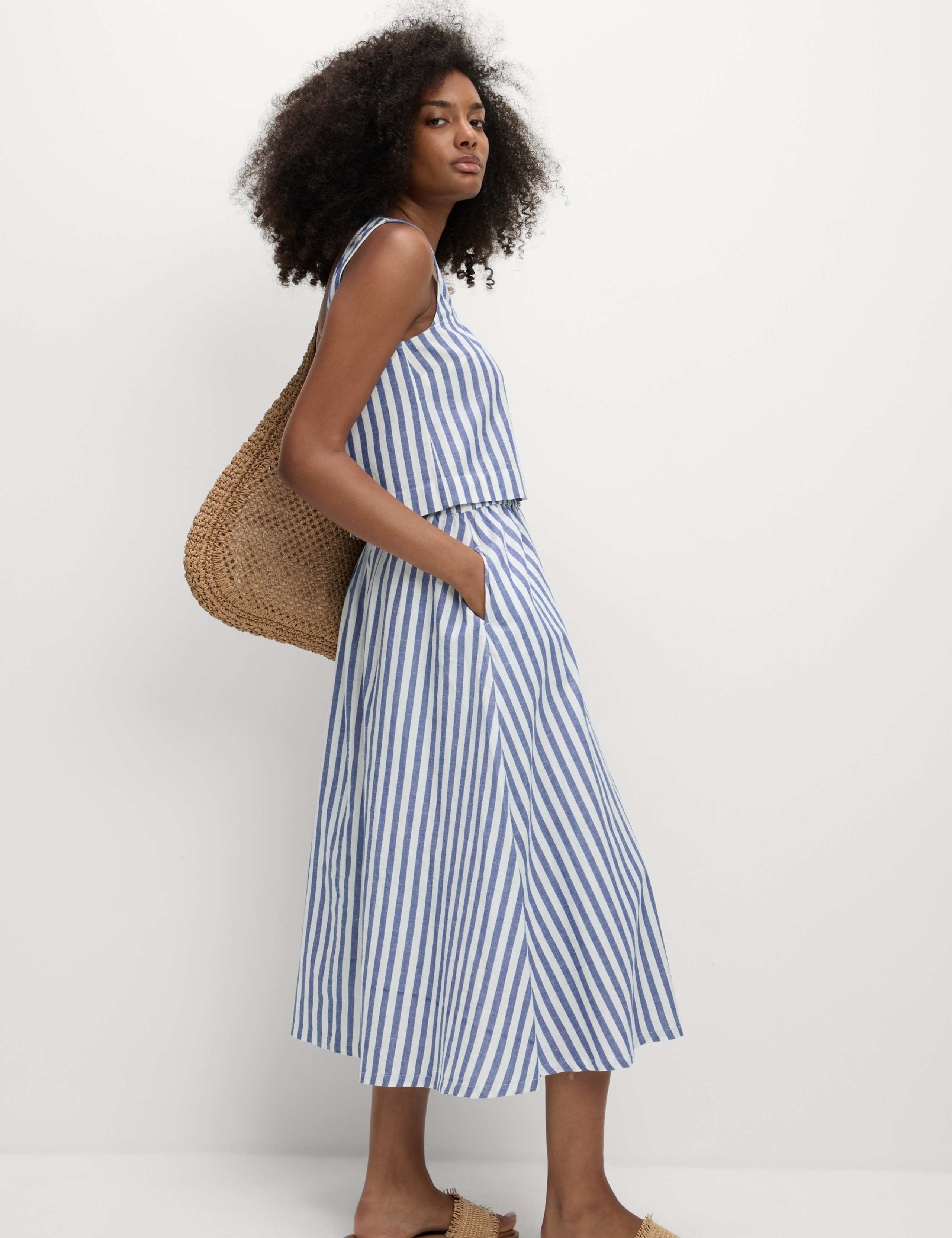 Printed Midaxi Beach Skirt with Linen 3 of 5