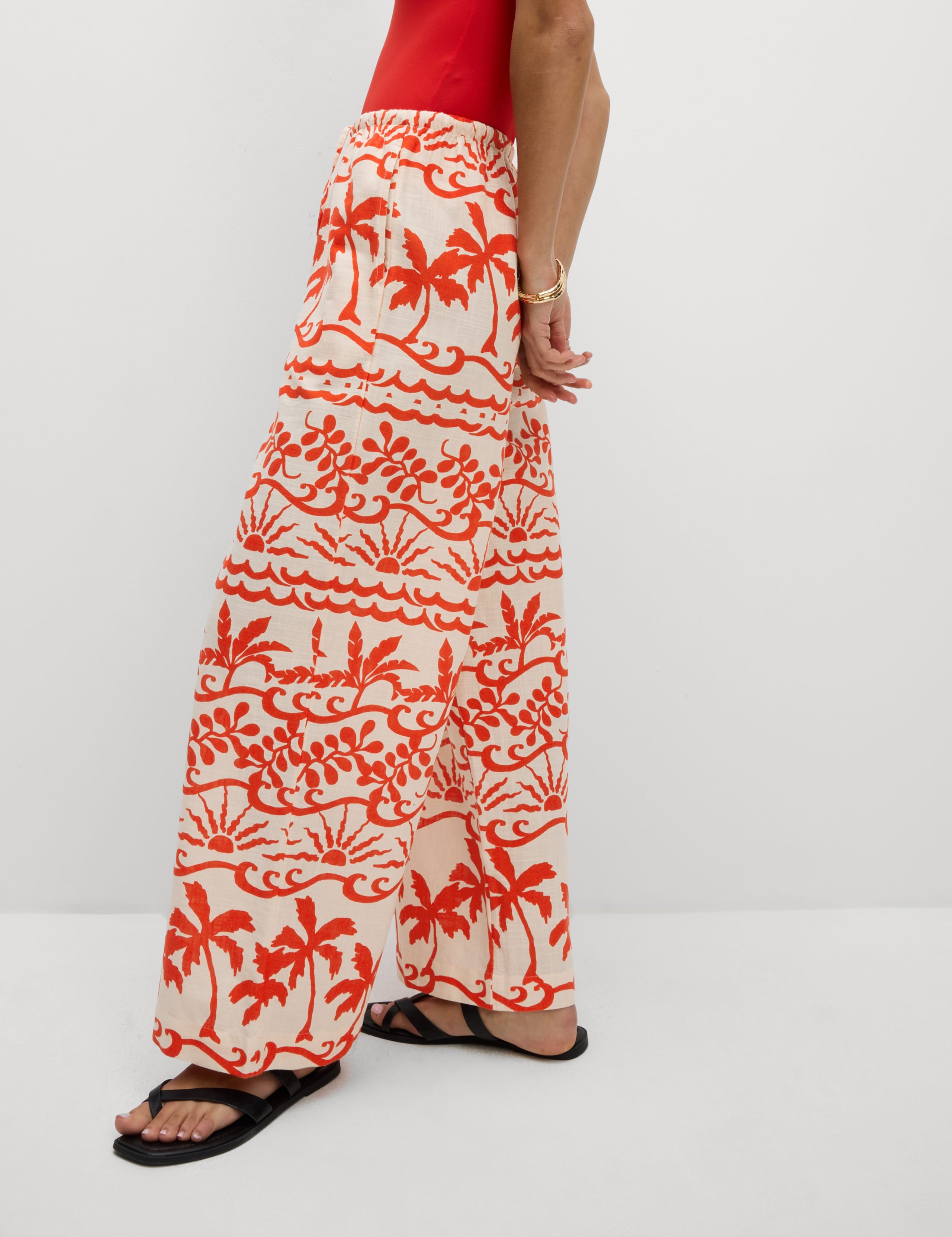 Pure Cotton Printed Beach Trousers 3 of 5
