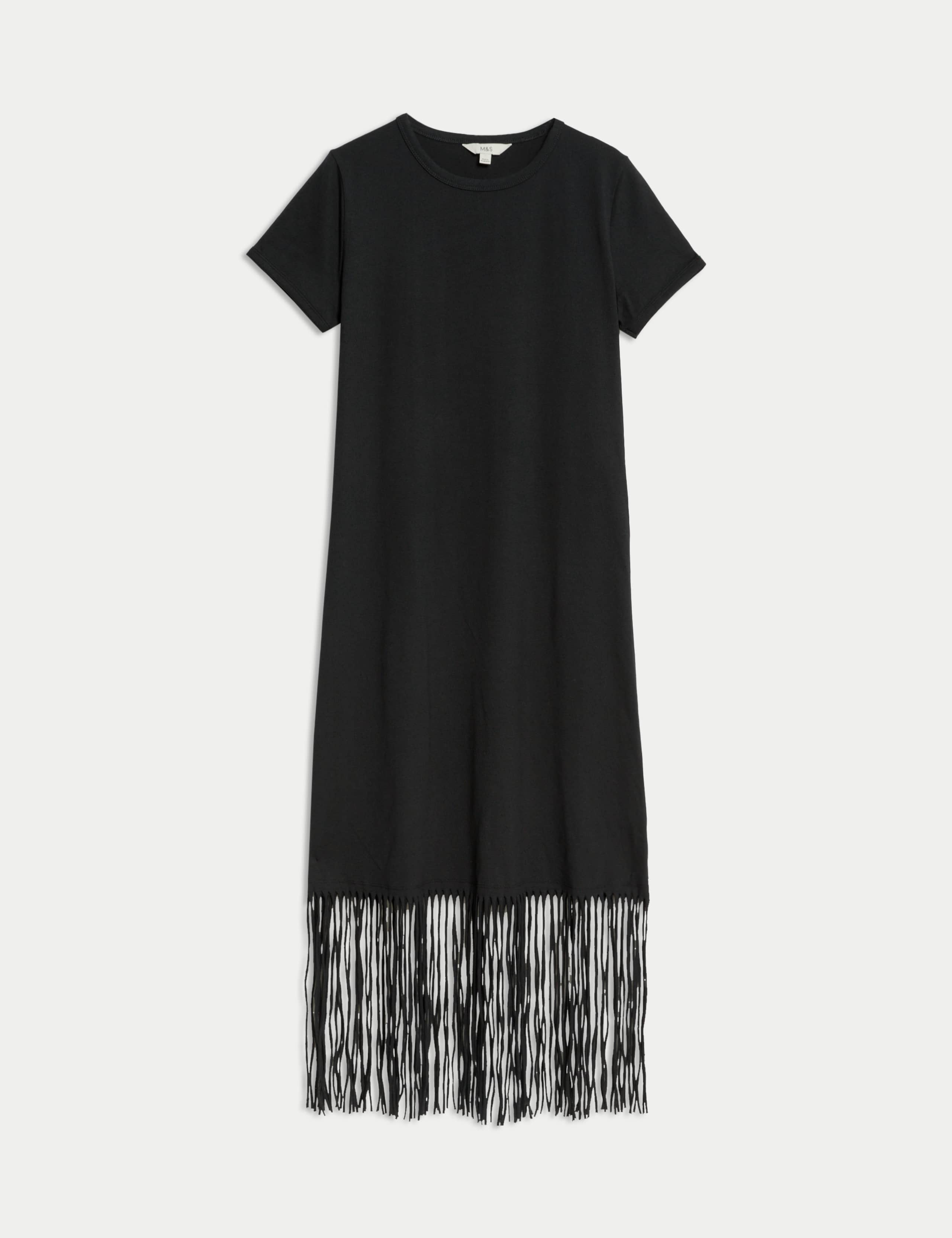Jersey Fringe Trim Midaxi T-Shirt Beach Dress 2 of 5