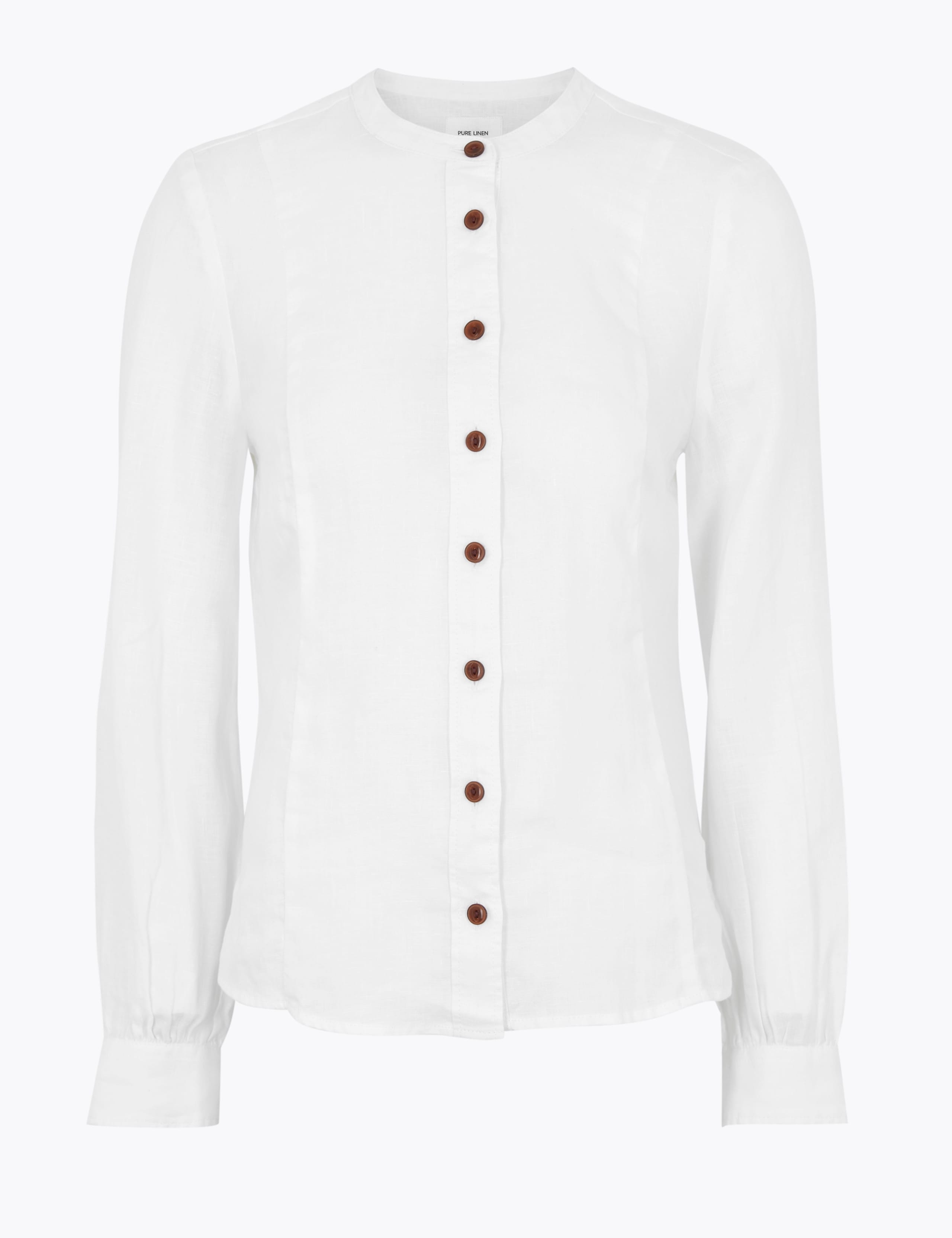 Pure Linen Collarless Fitted Shirt 2 of 4