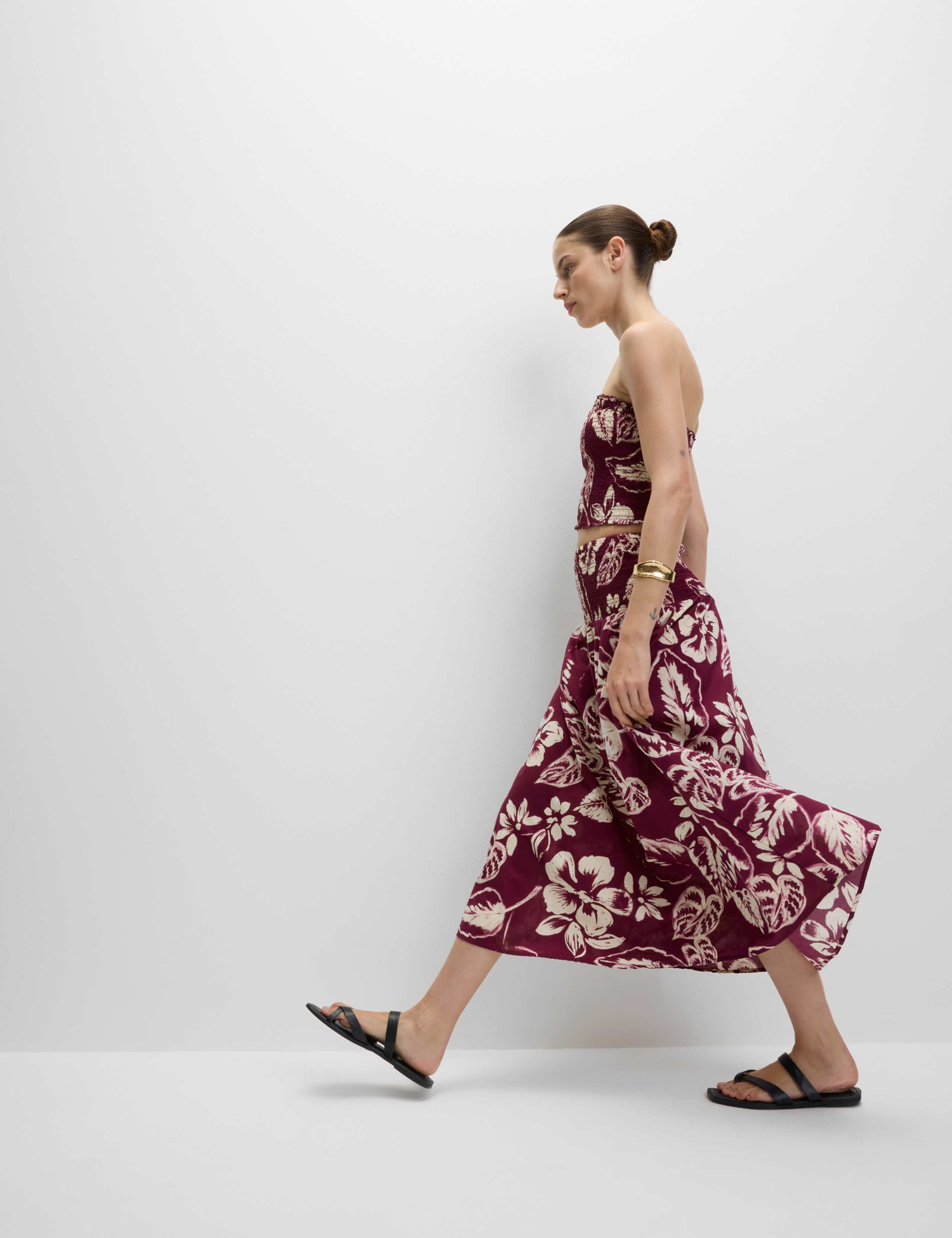 Pure Cotton Printed Shirred Cropped Bandeau Beach Top 5 of 7