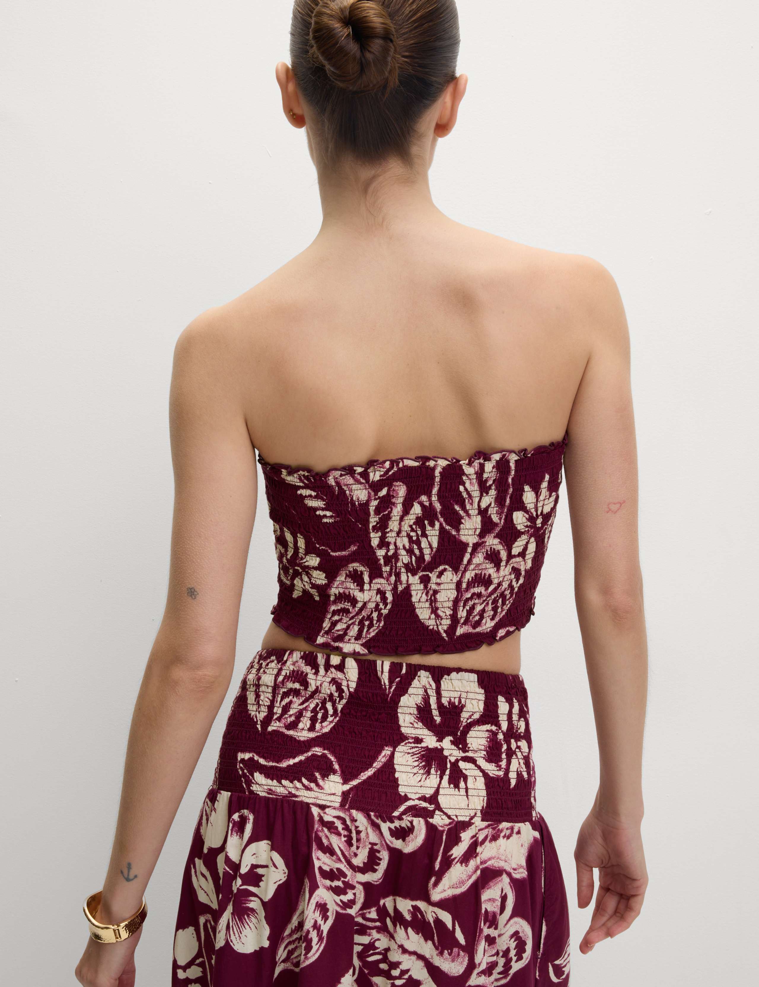 Pure Cotton Printed Shirred Cropped Bandeau Beach Top 7 of 7