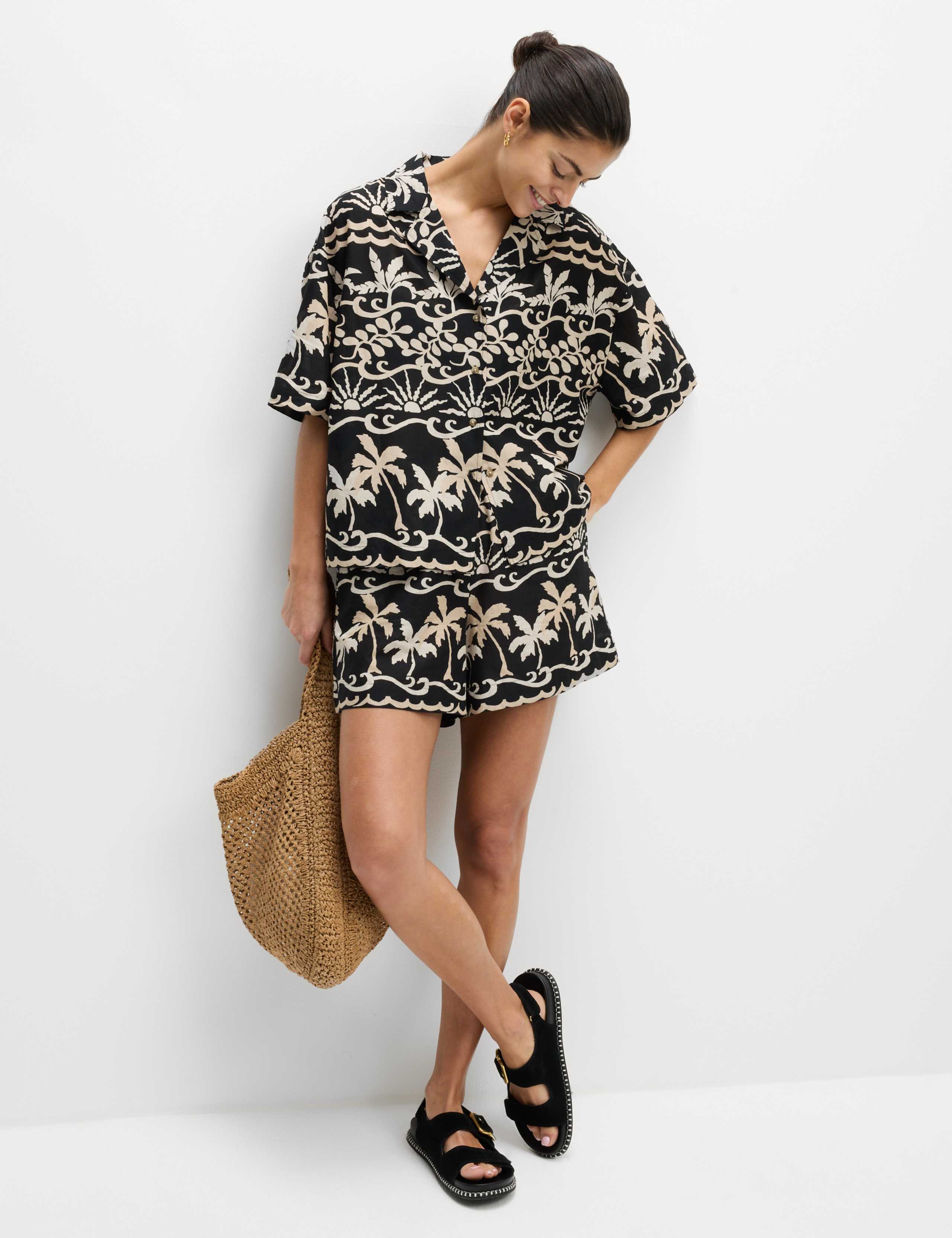 Pure Cotton Printed Collared Beach Shirt 4 of 6