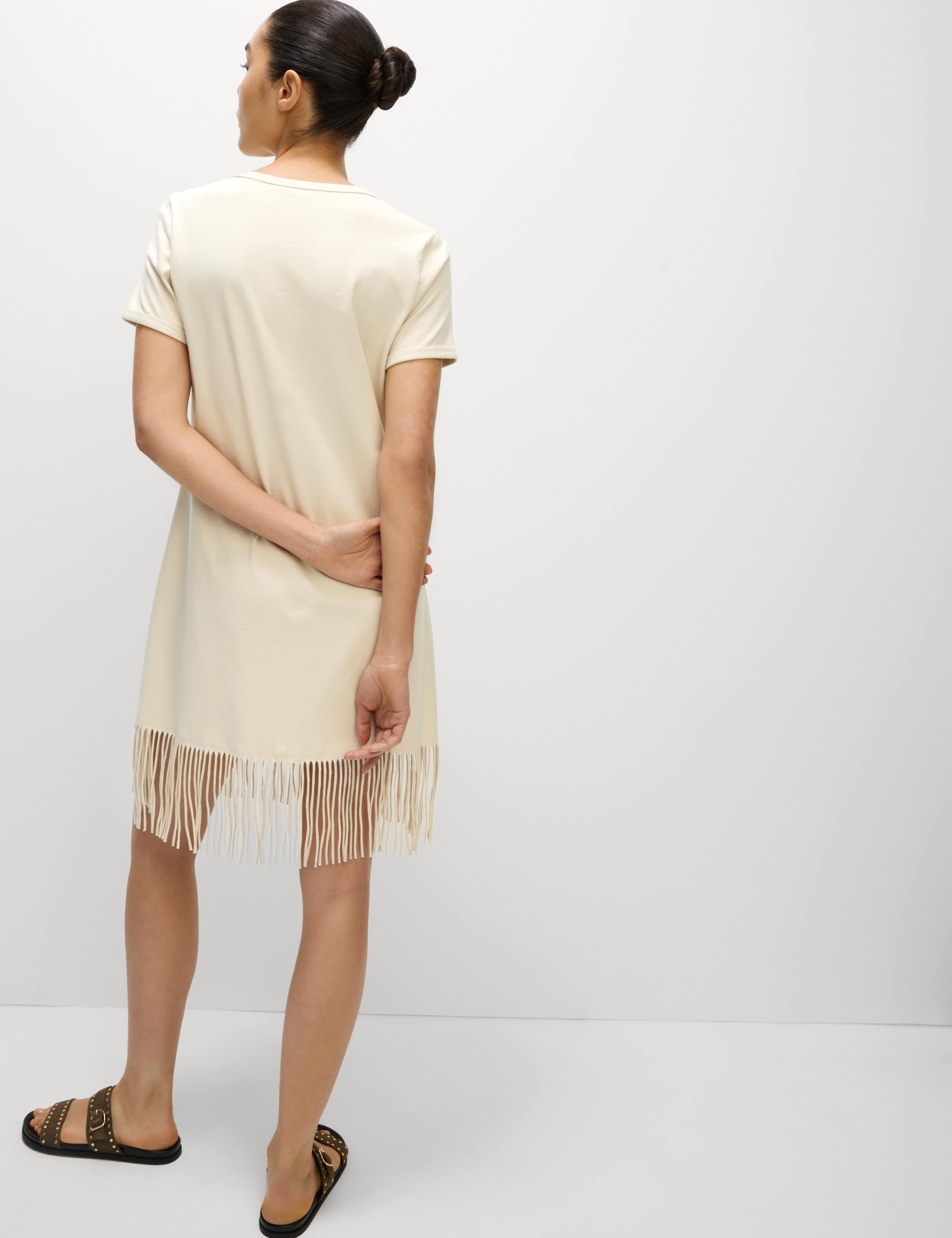 Jersey Fringed Knee Length T-Shirt Dress 4 of 5
