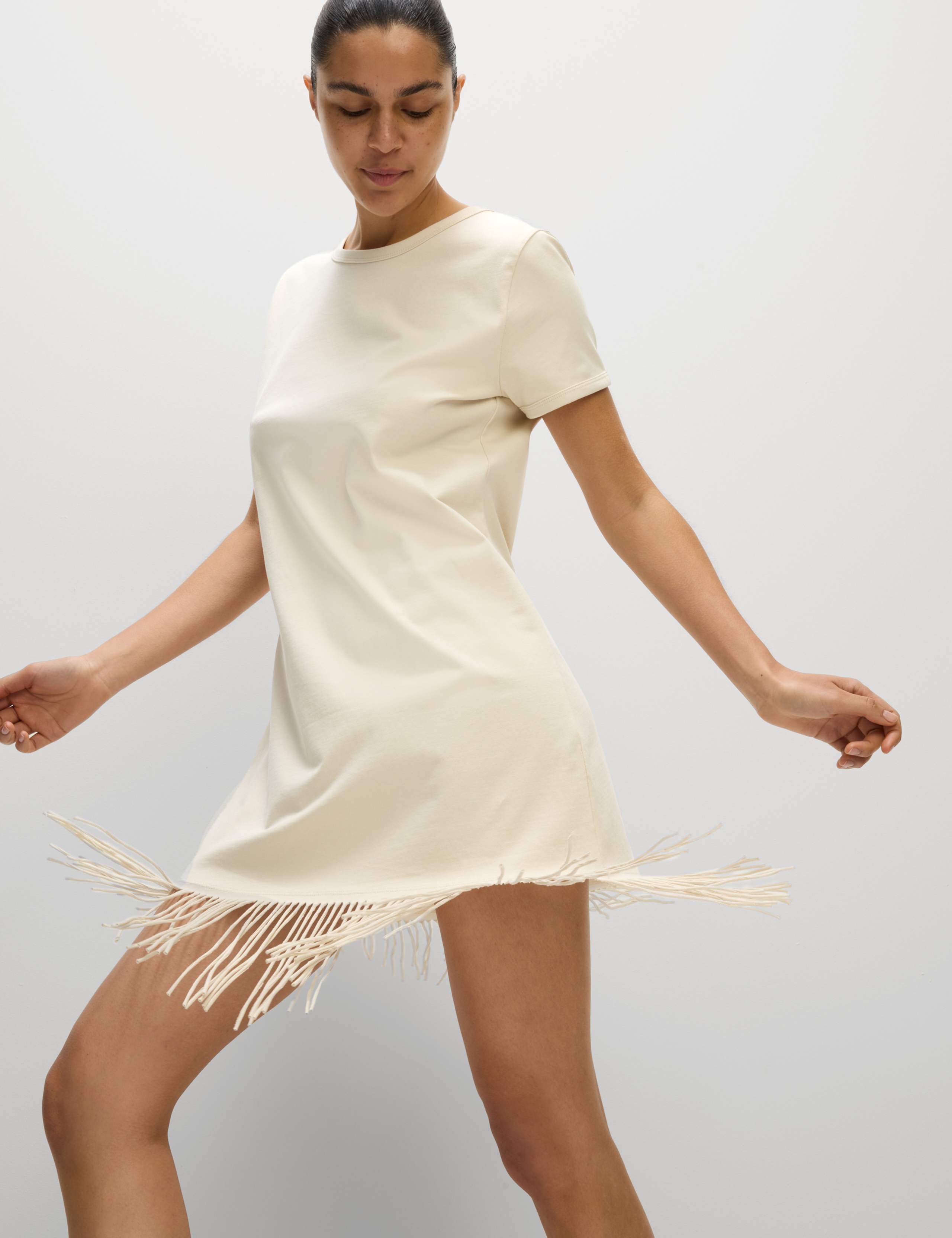 Jersey Fringed Knee Length T-Shirt Dress 5 of 5
