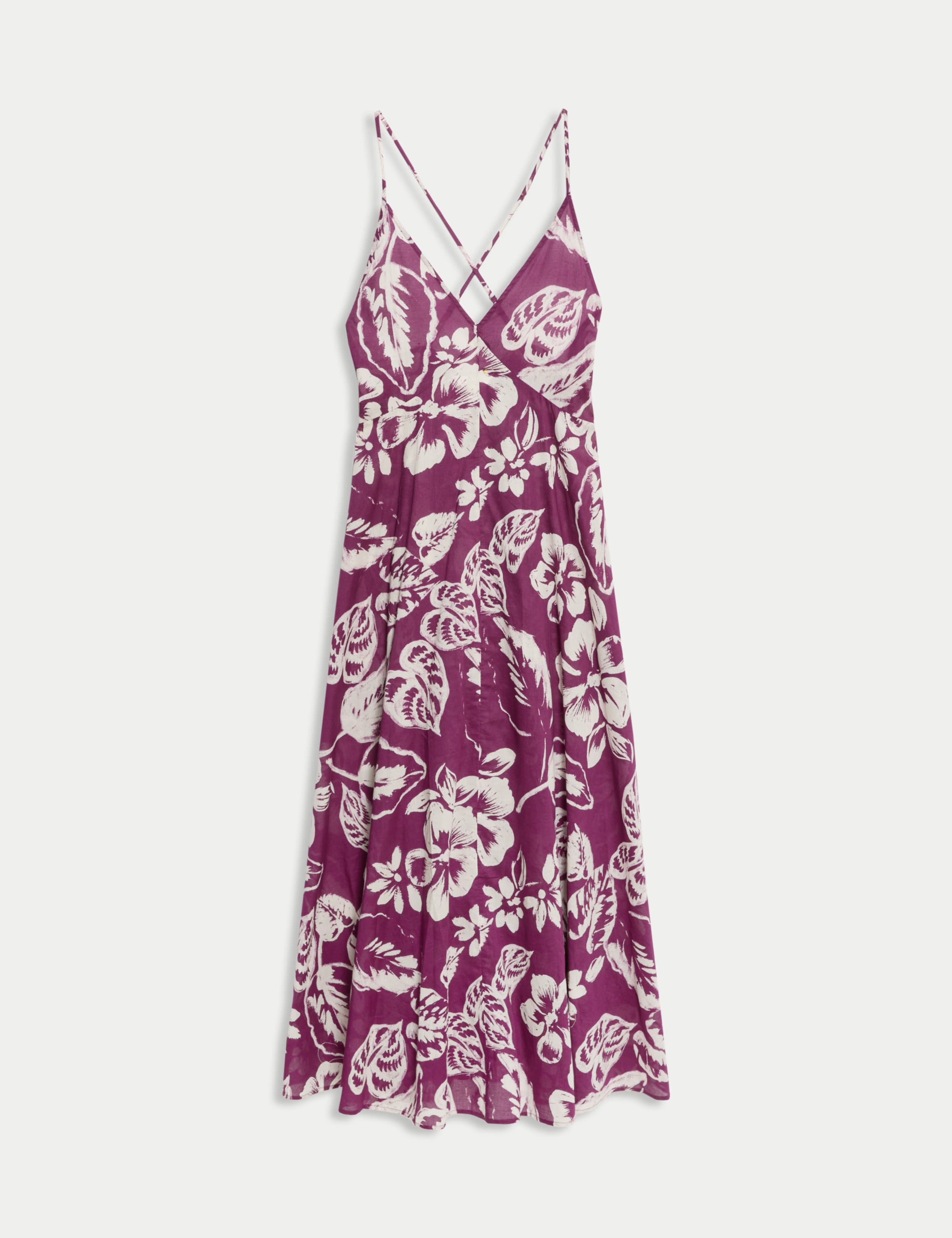 Pure Cotton Printed V-Neck Beach Dress 2 of 6