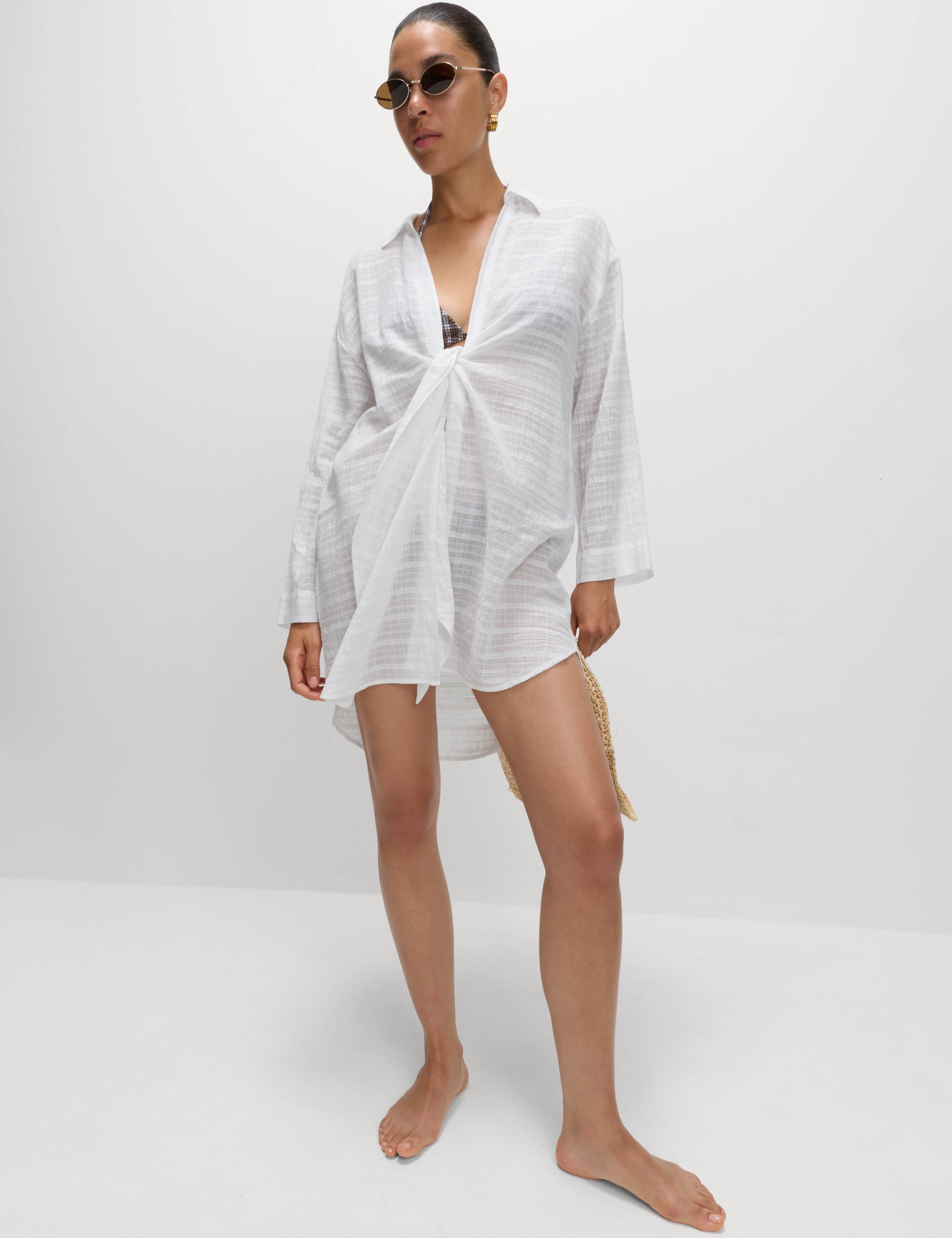 Pure Cotton Knot Front Relaxed Beach Shirt 4 of 7