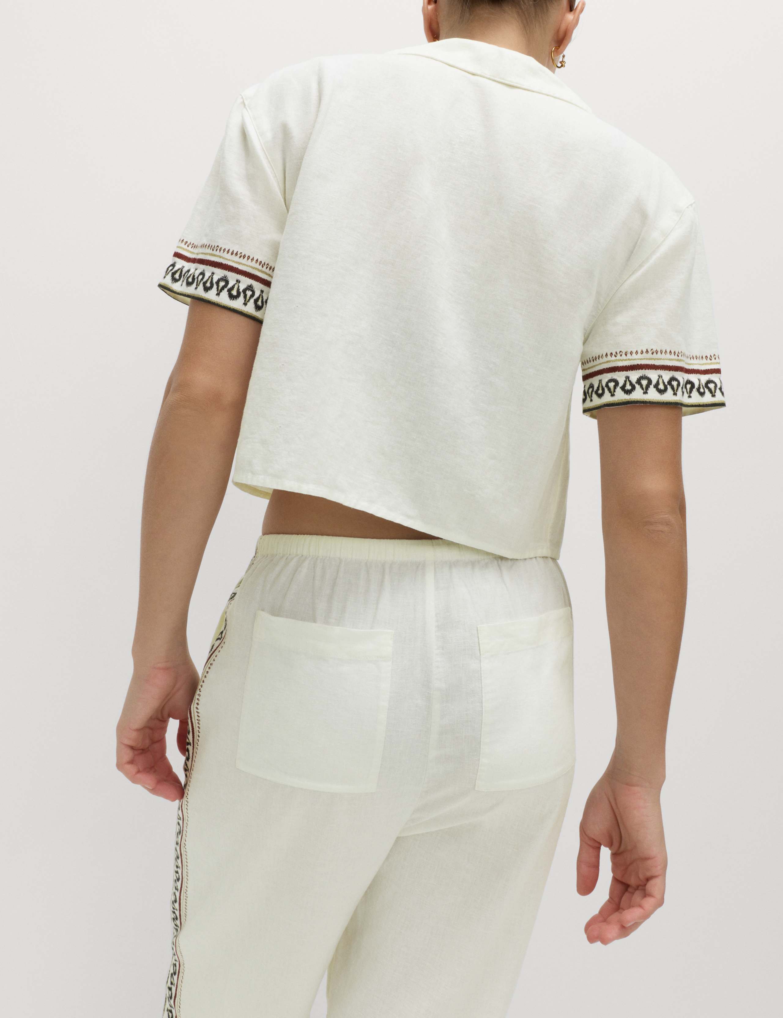 Linen Rich Beaded Tie Front Beach Shirt 5 of 5