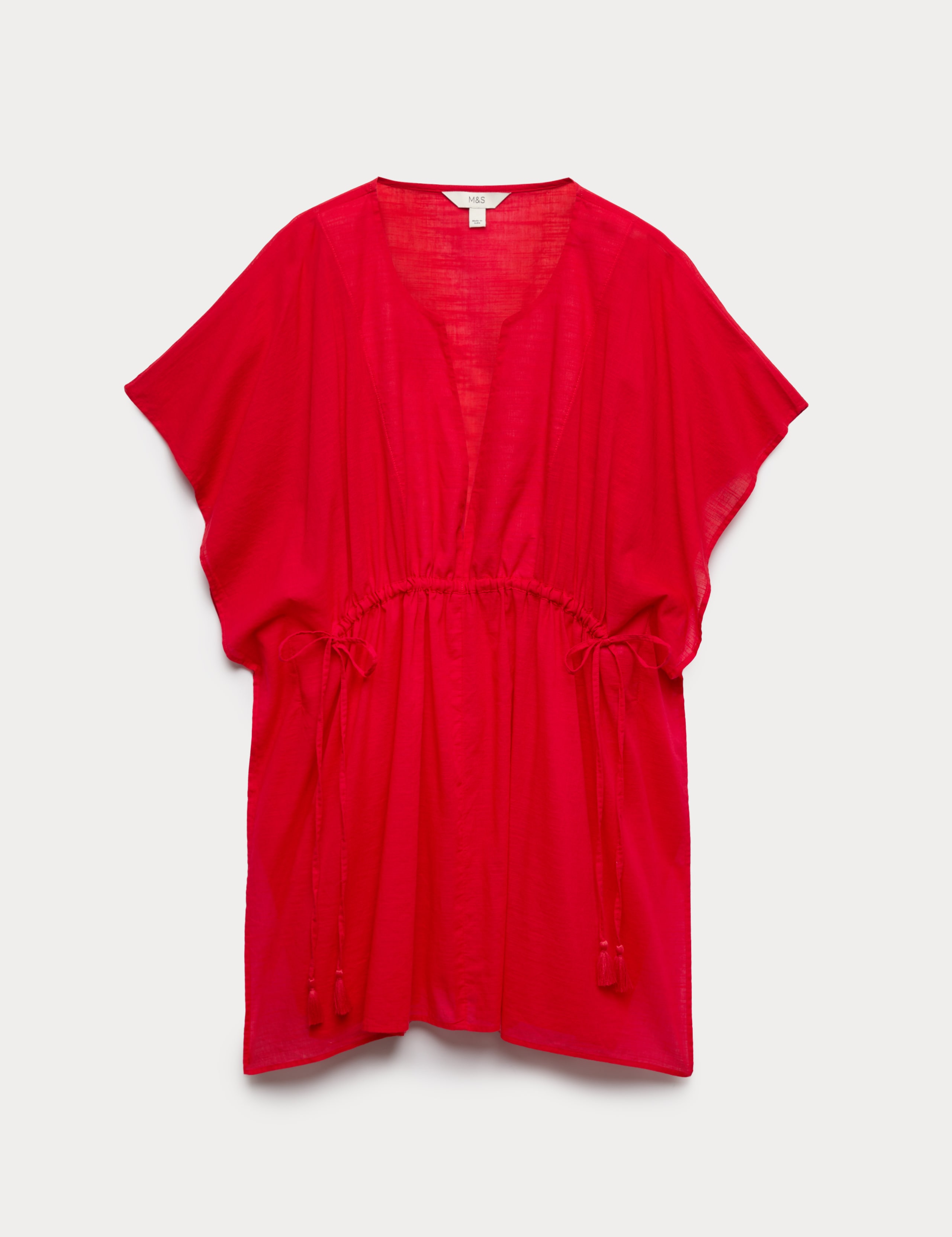 Pure Cotton Tie Detail Mini Kaftan Dress 2 of 5