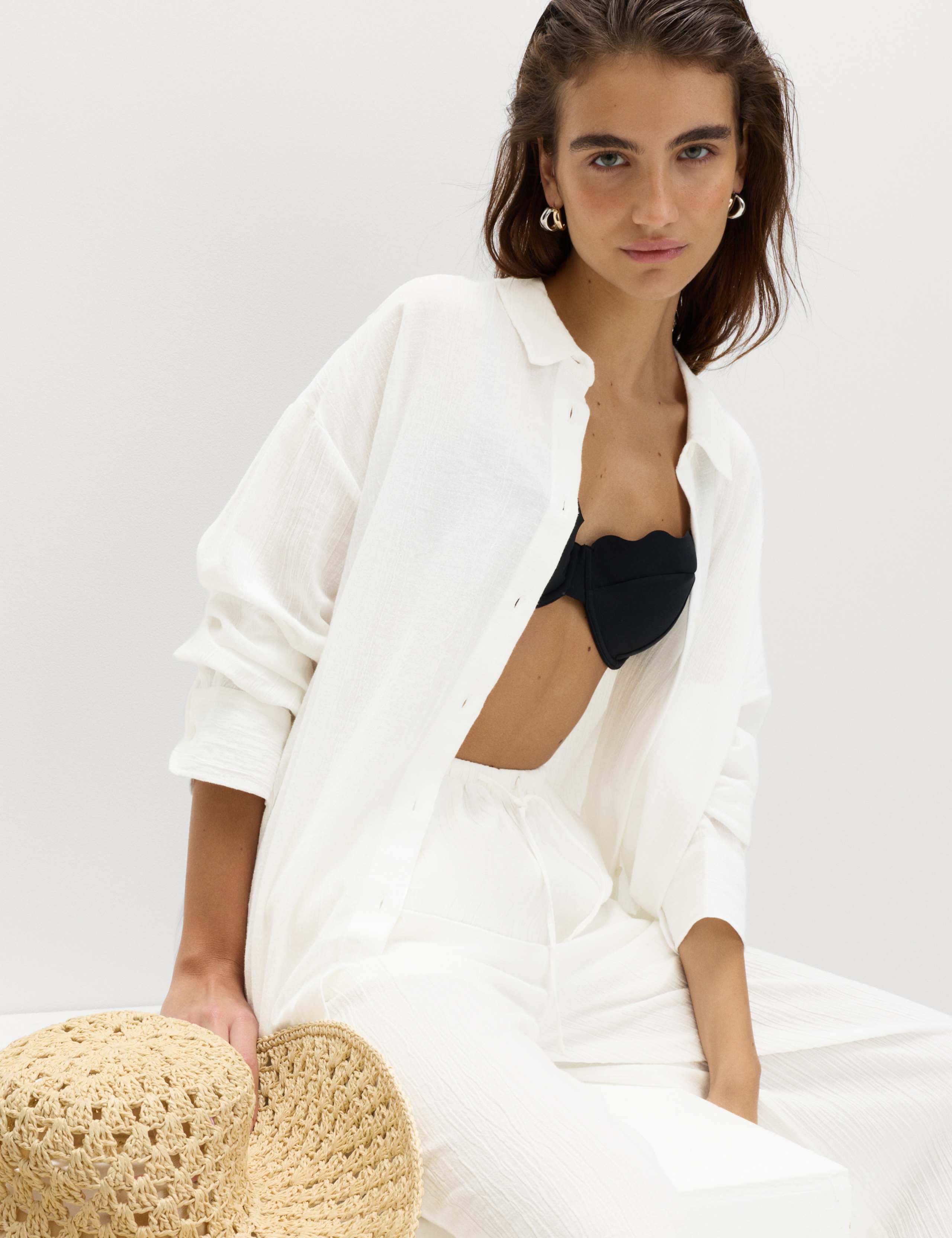 Cotton Rich Textured Shirt with Linen 5 of 6