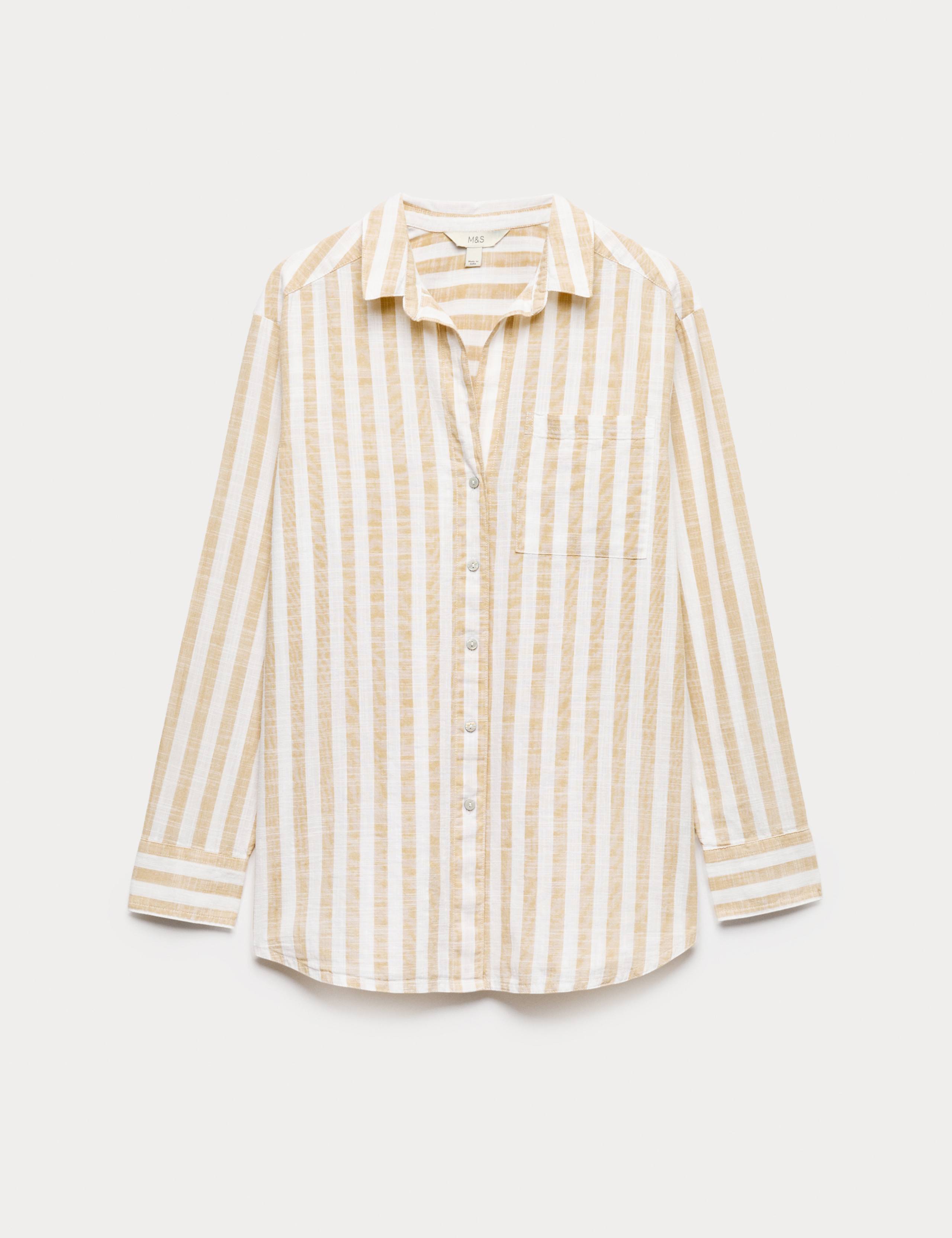 Pure Cotton Striped Long Sleeve Beach Shirt 1 of 1
