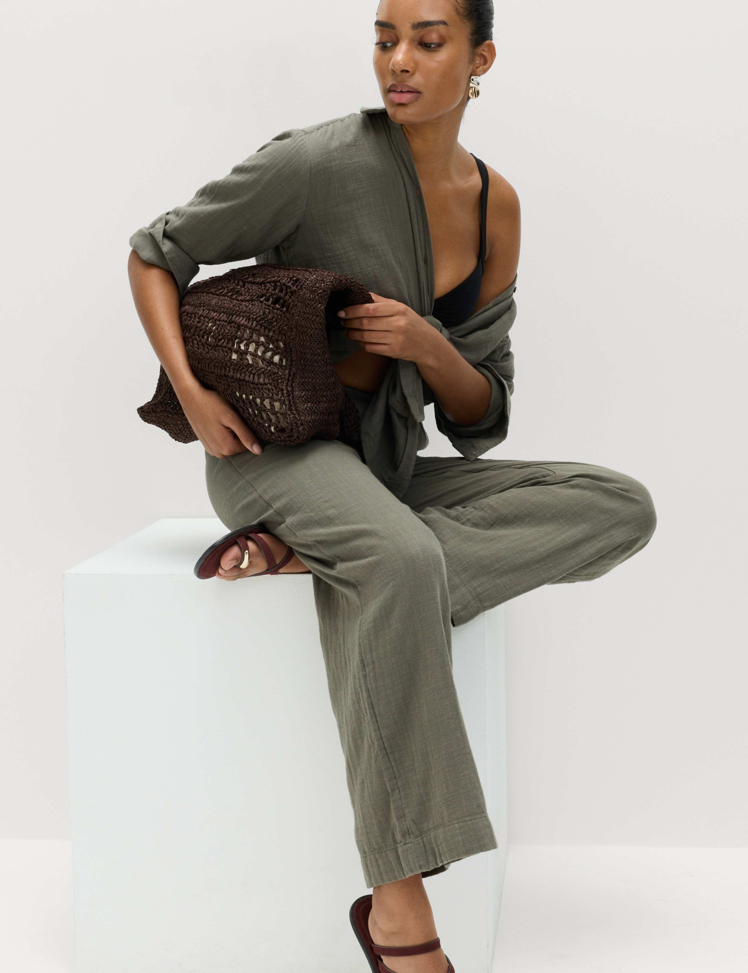 Pure Cotton Drawstring Beach Trousers 6 of 6