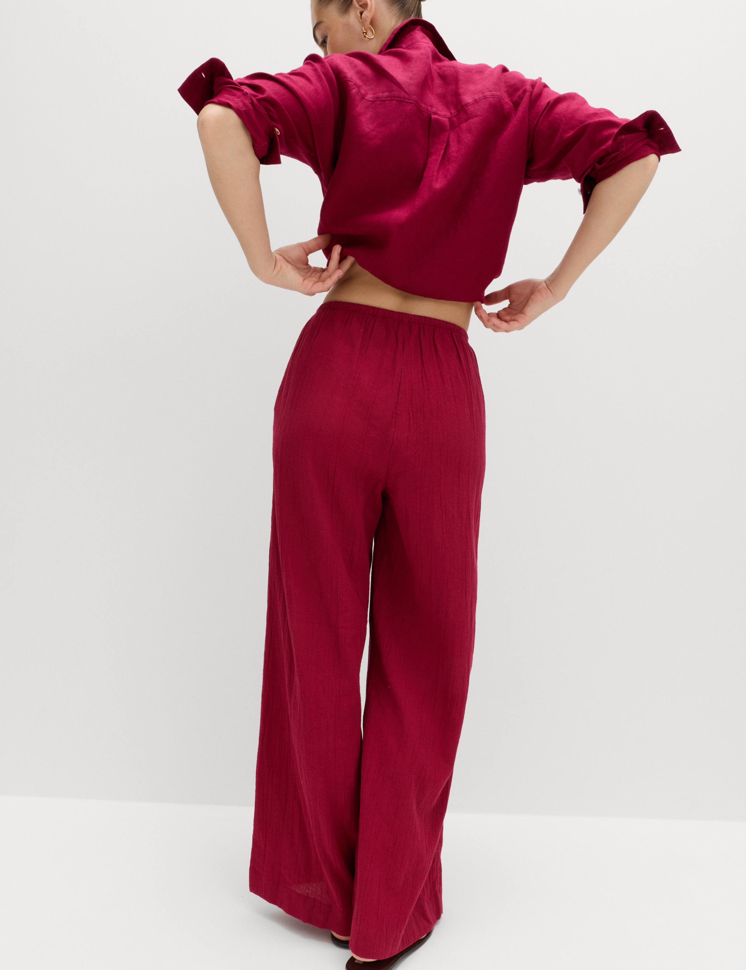 Cotton Rich Beach Trousers with Linen 4 of 5