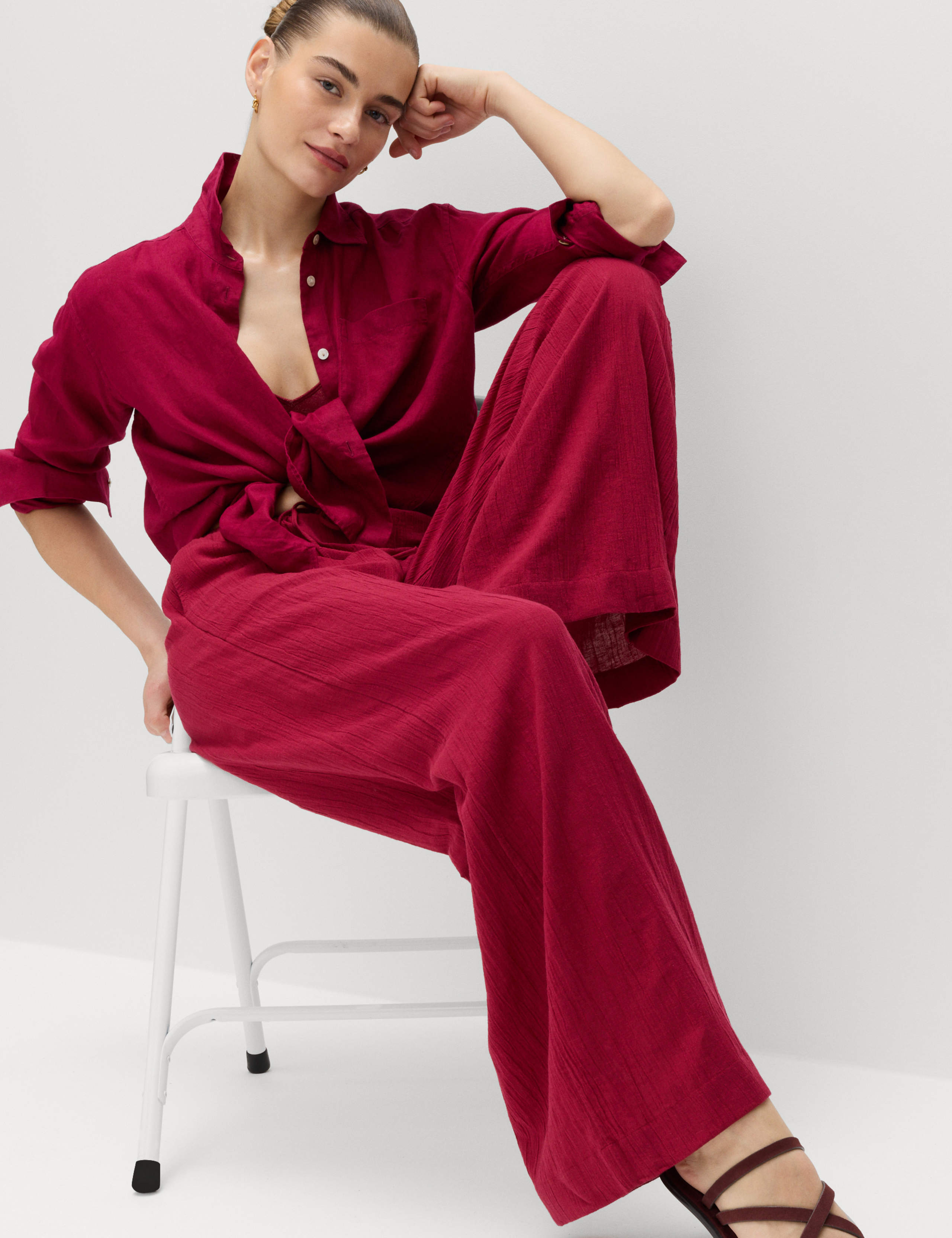 Cotton Rich Beach Trousers with Linen 5 of 5