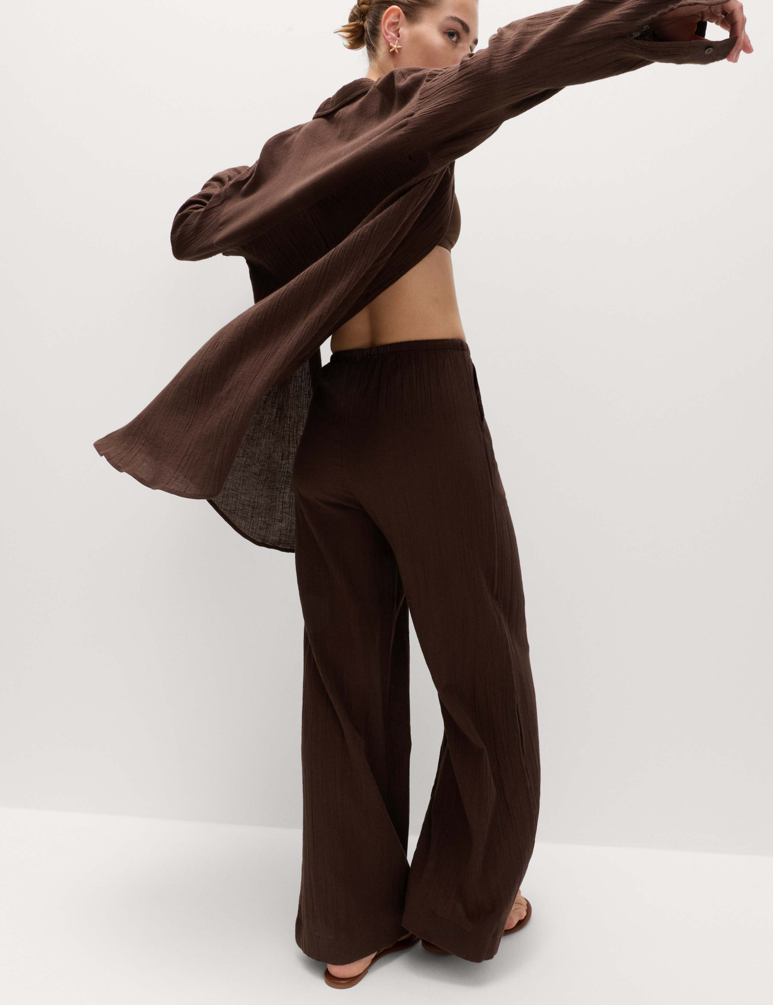 Cotton Rich Beach Trousers with Linen 4 of 5