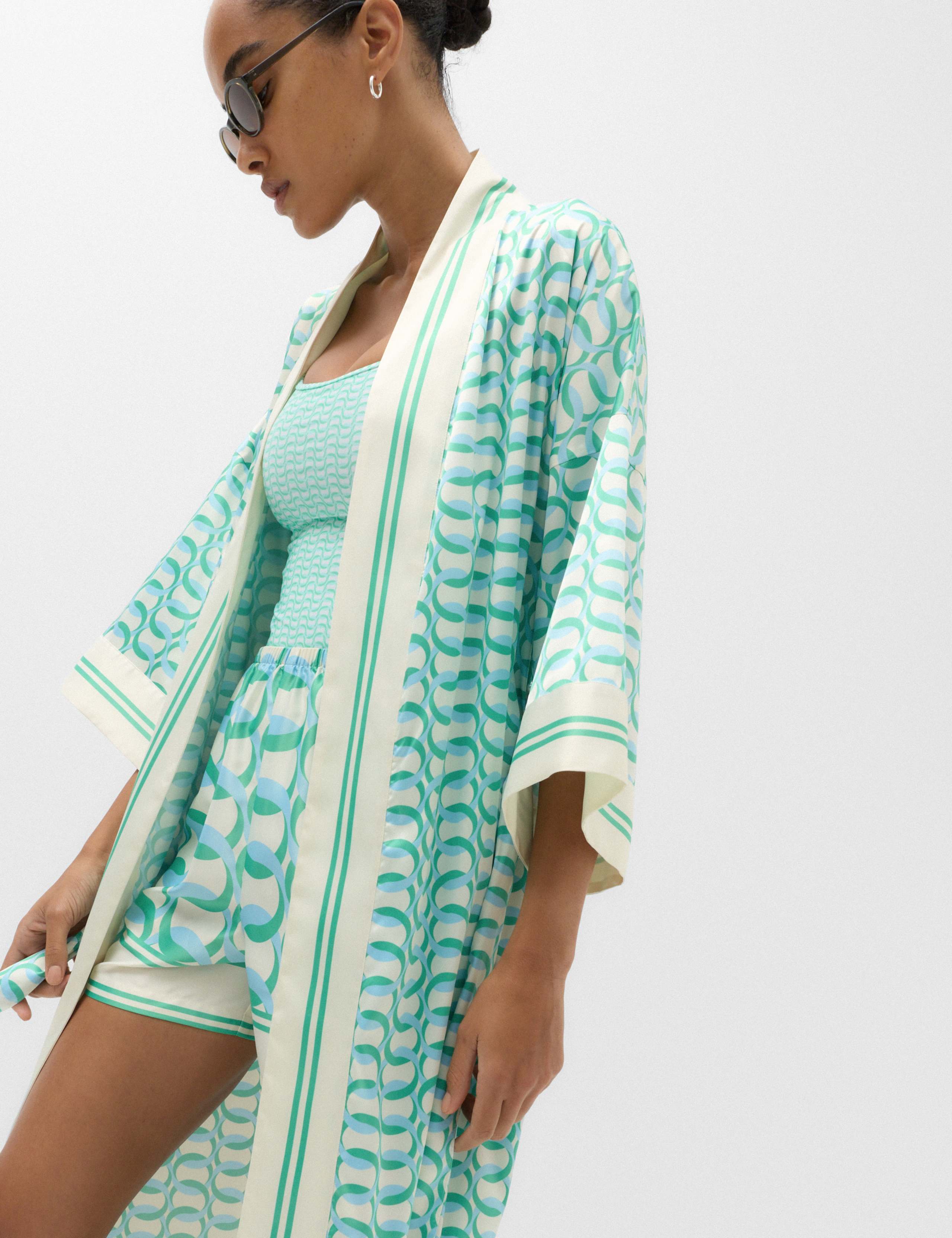 Satin Printed Maxi Kaftan Dress 5 of 7